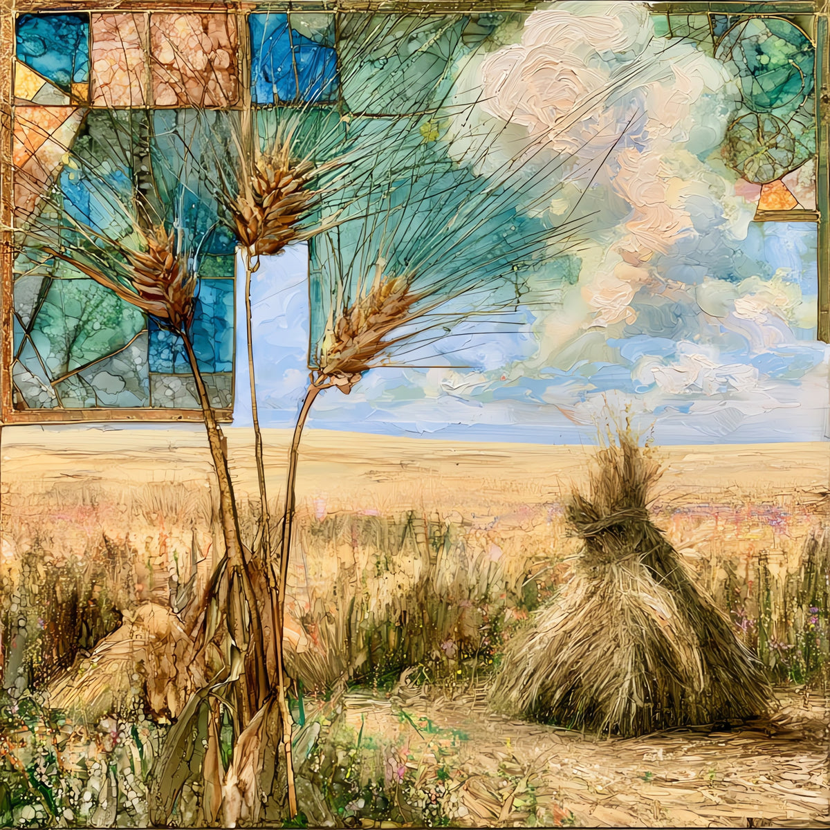 a North Dakota wheat — ceramic art tile