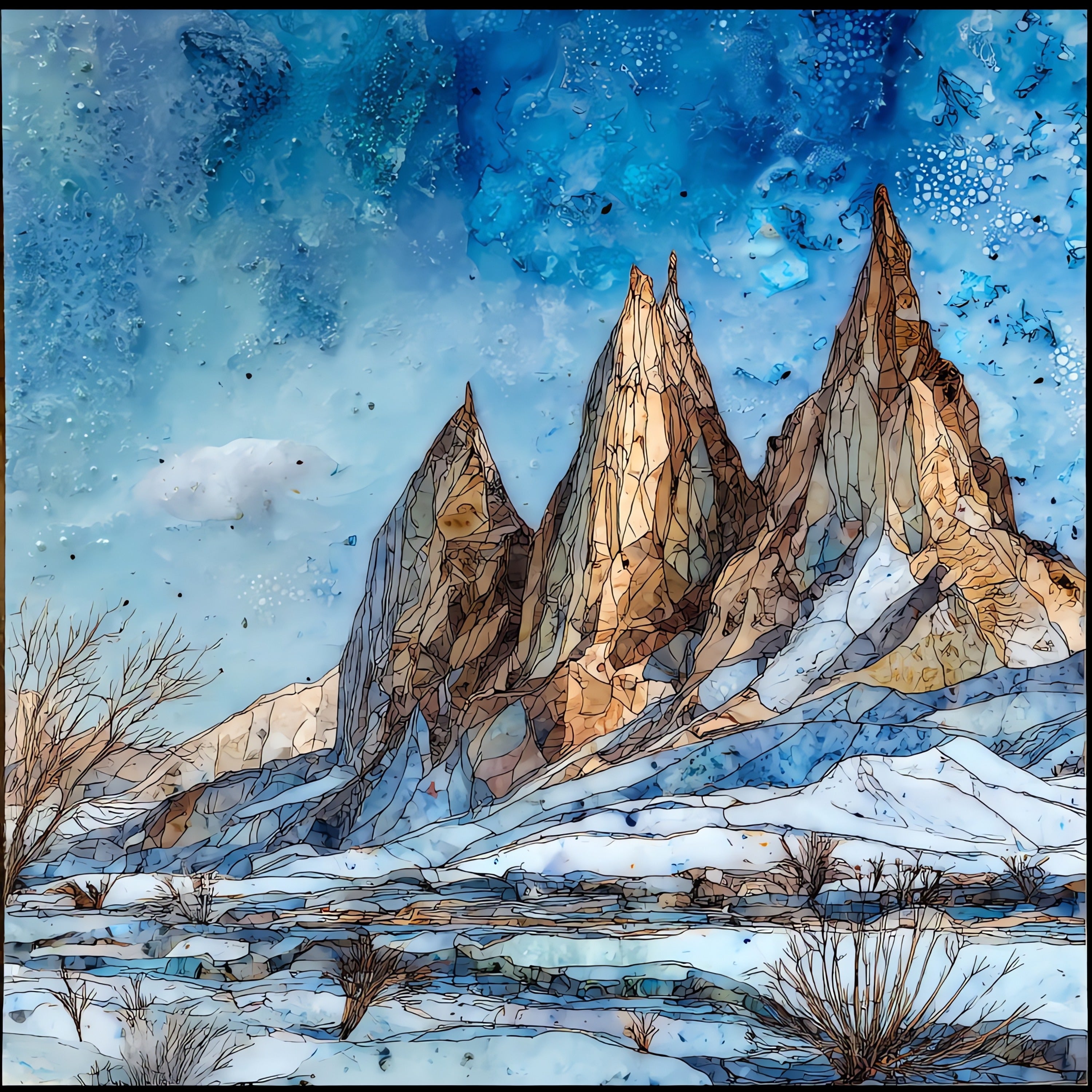 the Badlands winter snow — ceramic art tile