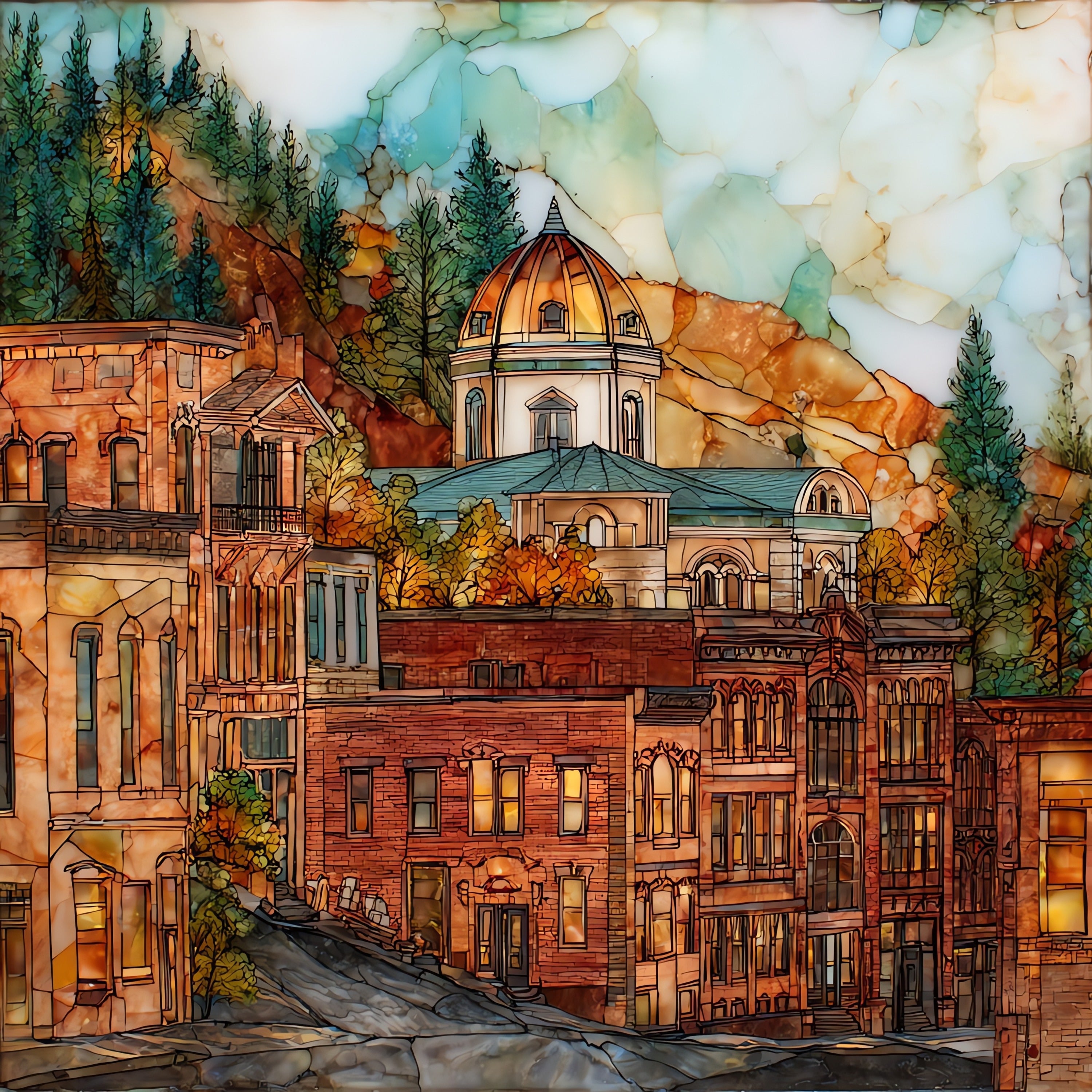 Auburn Old Town — ceramic art tile