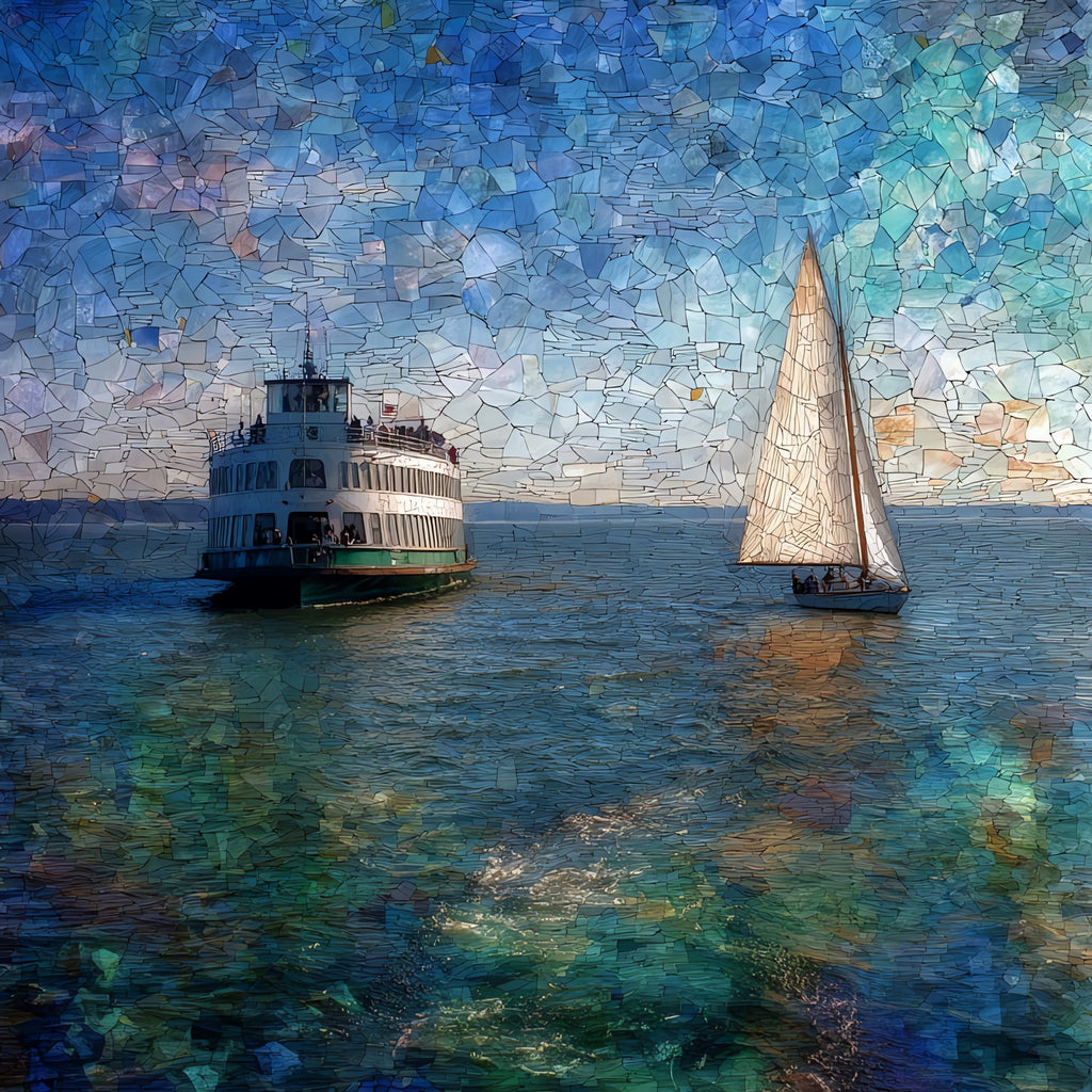 the North Ferry crossing — ceramic art tile