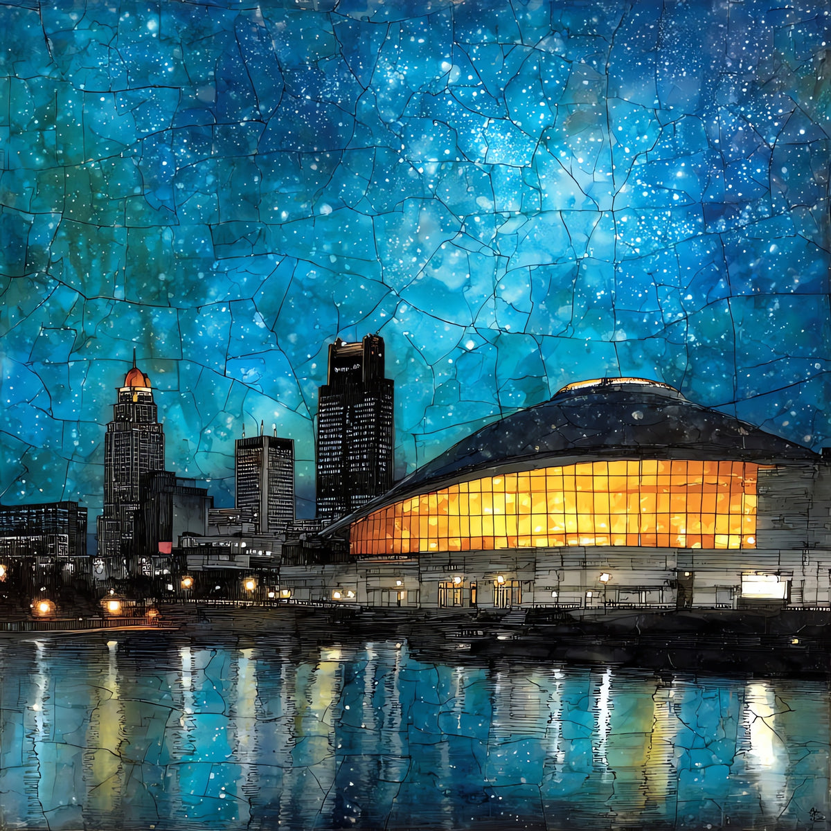 the Iowa Events Center — ceramic art tile