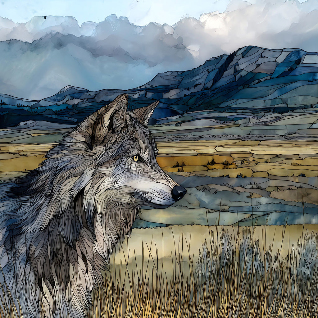 a gray wolf — ceramic art tile