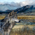 a gray wolf — ceramic art tile