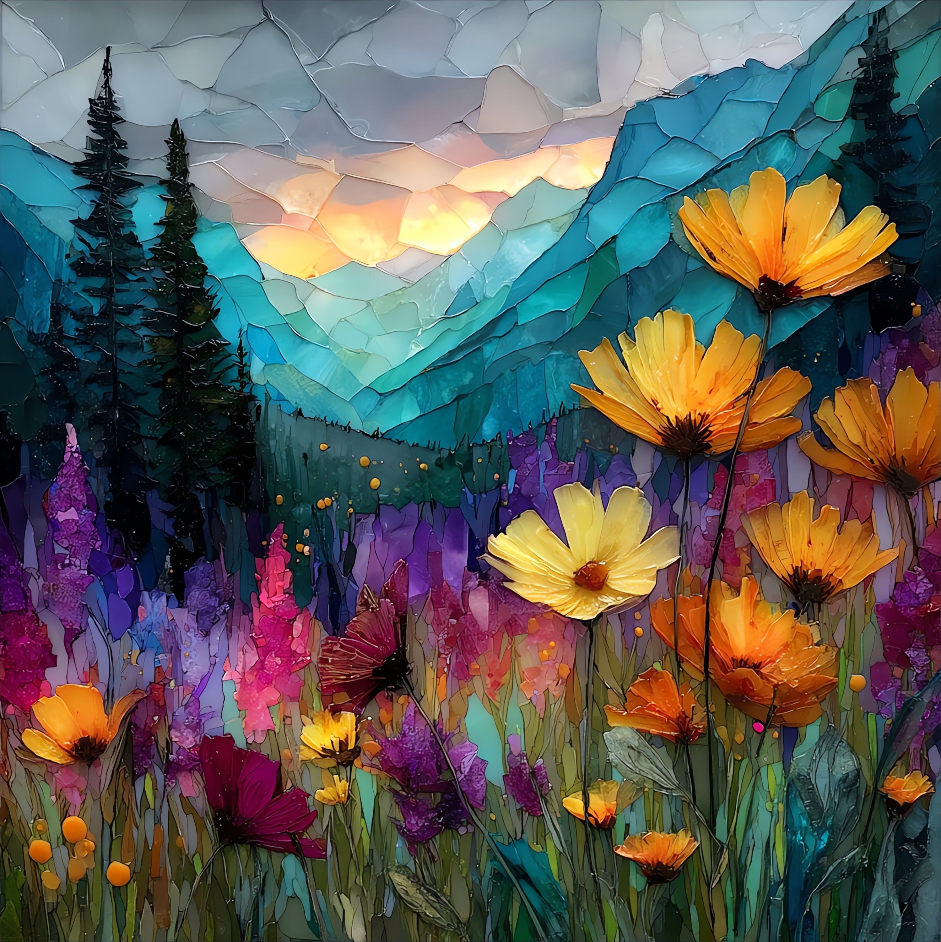 Glacier National Park summer — ceramic art tile