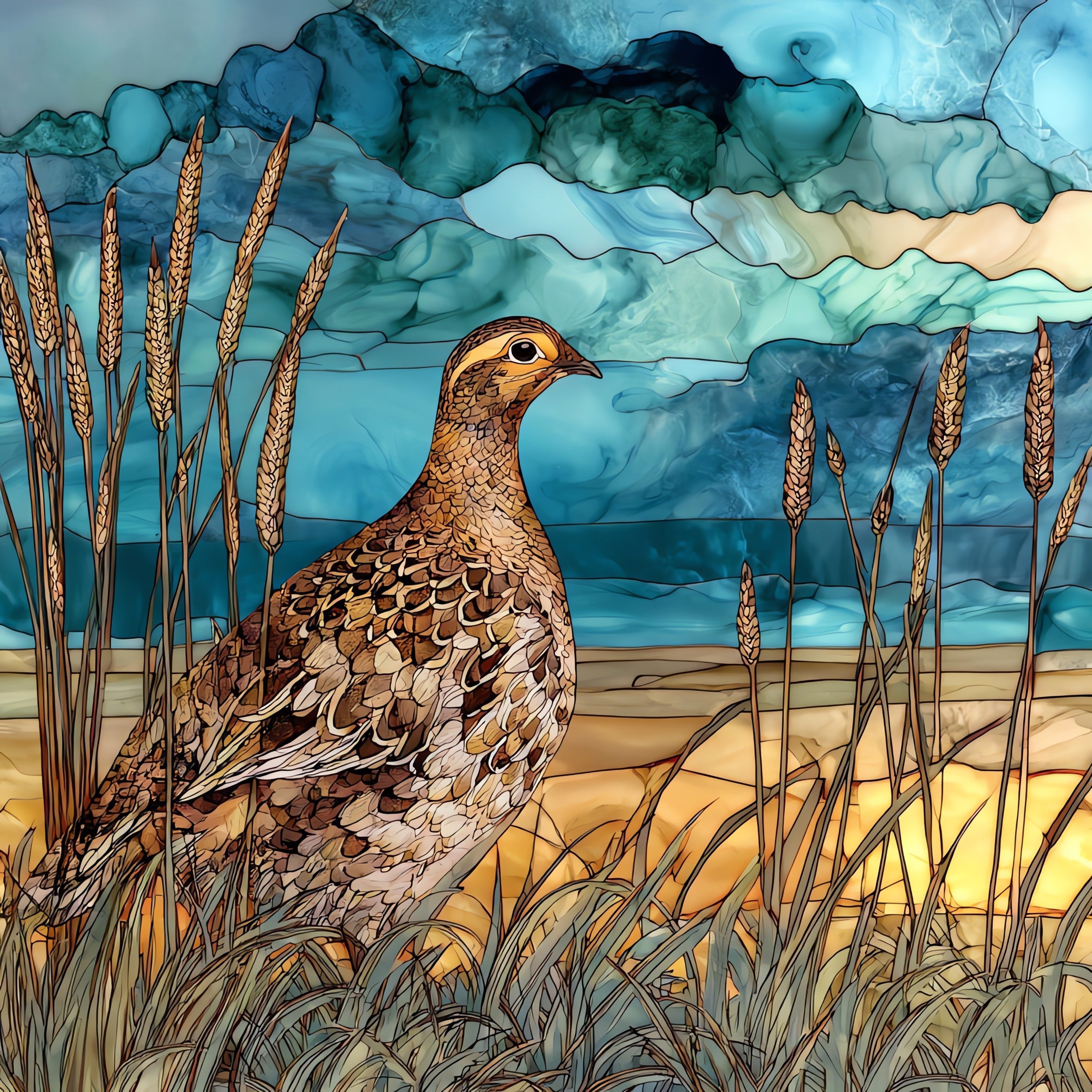 Sharp-tailed Grouse on a — ceramic art tile