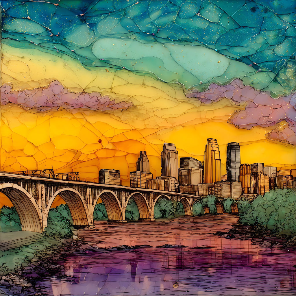 the Minneapolis skyline — ceramic art tile