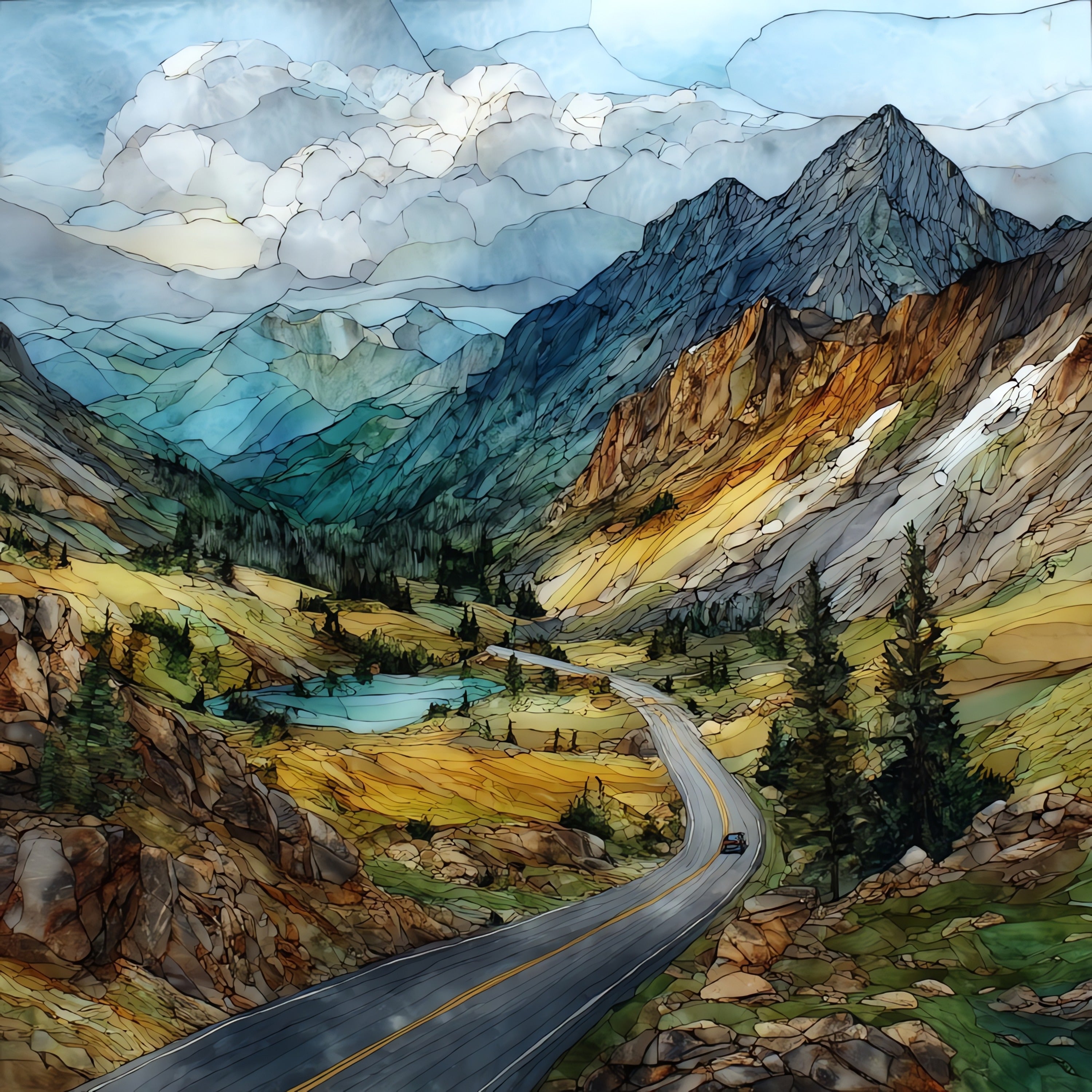 the Beartooth All-American Road — ceramic art tile