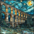 Segovia Roman aqueduct — ceramic art tile