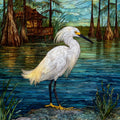 a snowy egret stalking — ceramic art tile