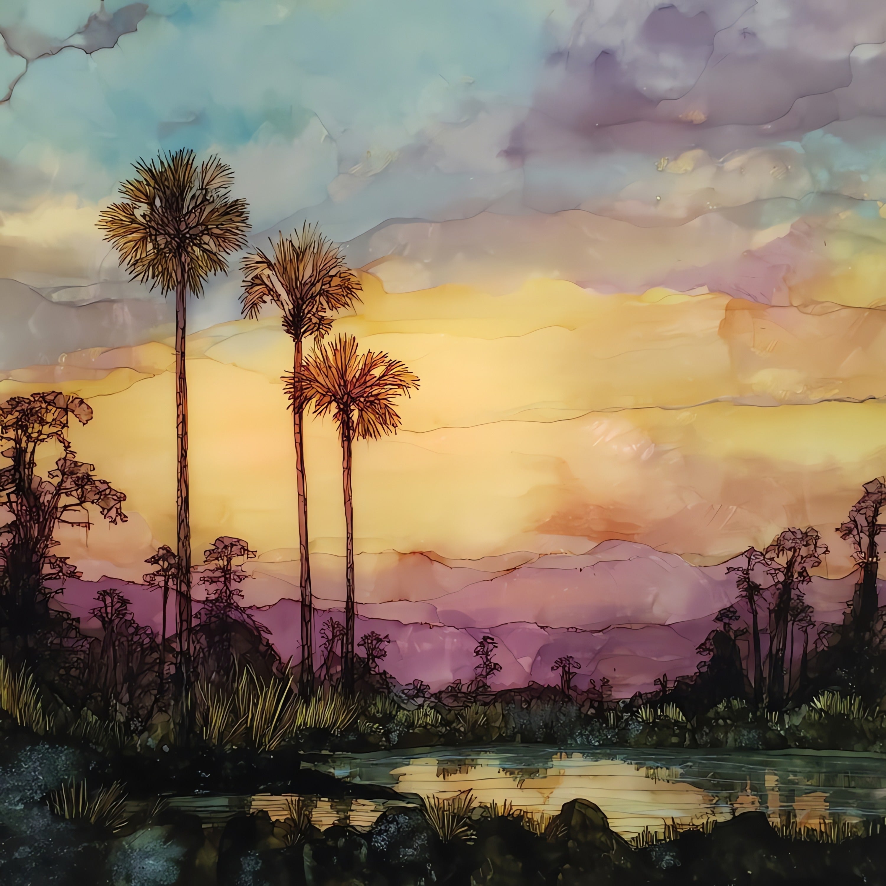 Loxahatchee NWR cypress swamp — ceramic art tile