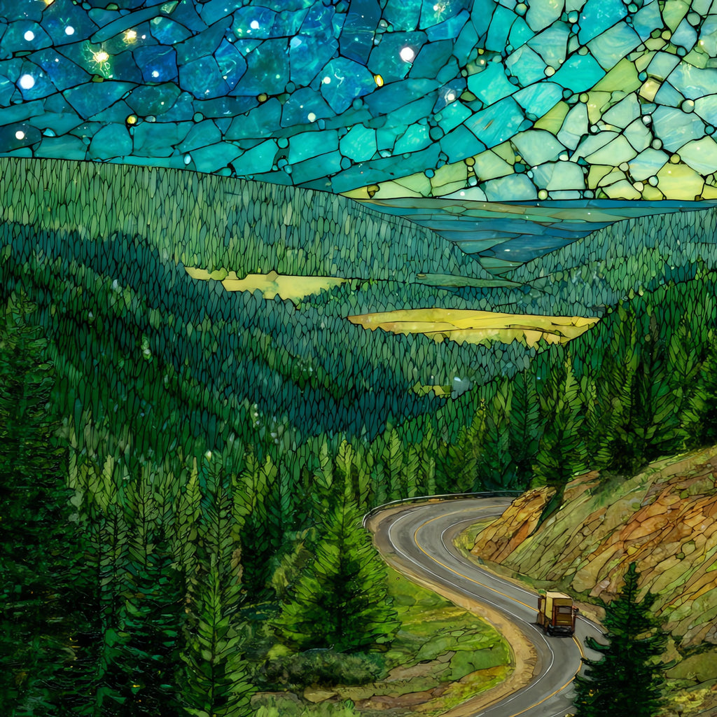 the Kings Hill Scenic Byway climbing — ceramic art tile