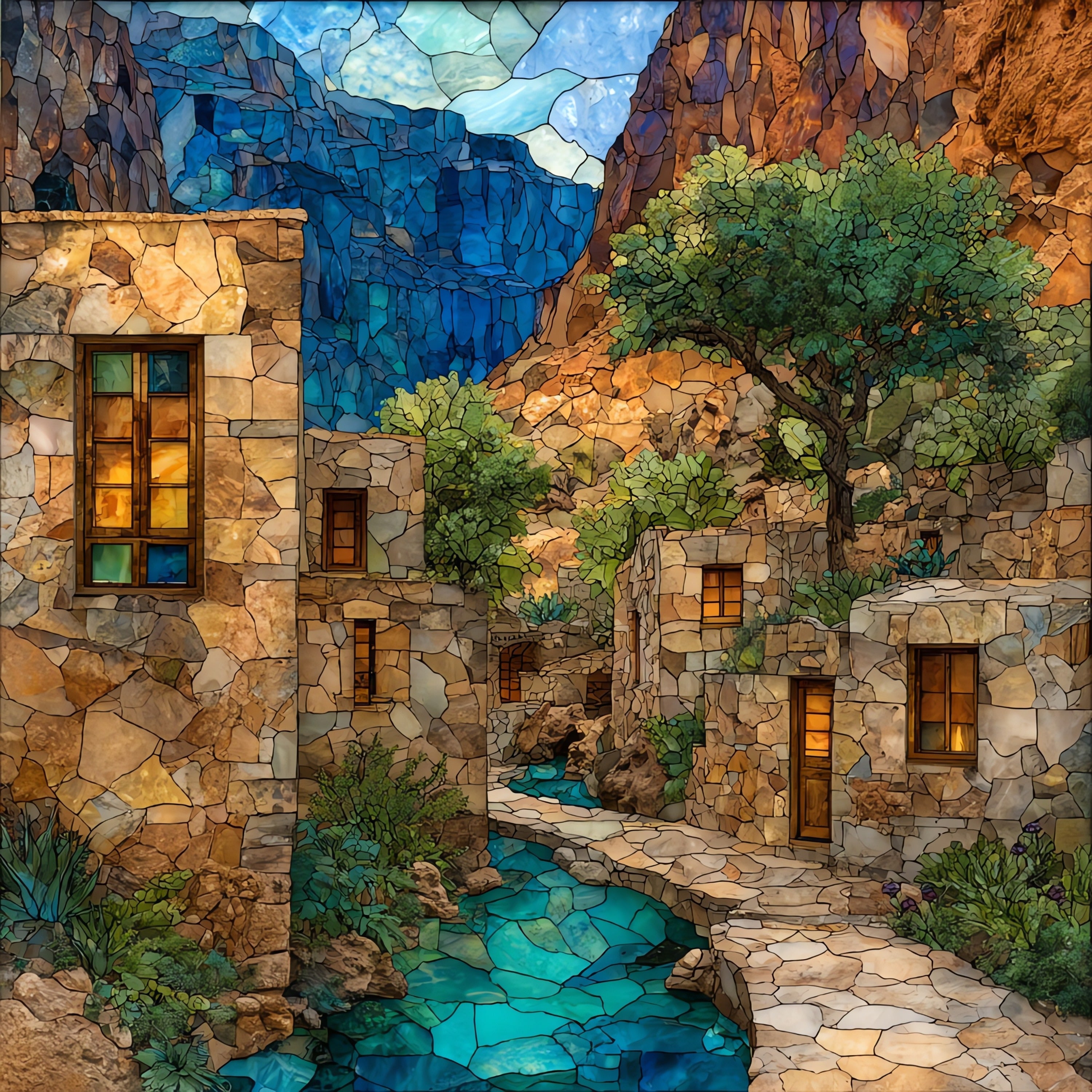 the center of Supai Village near — ceramic art tile