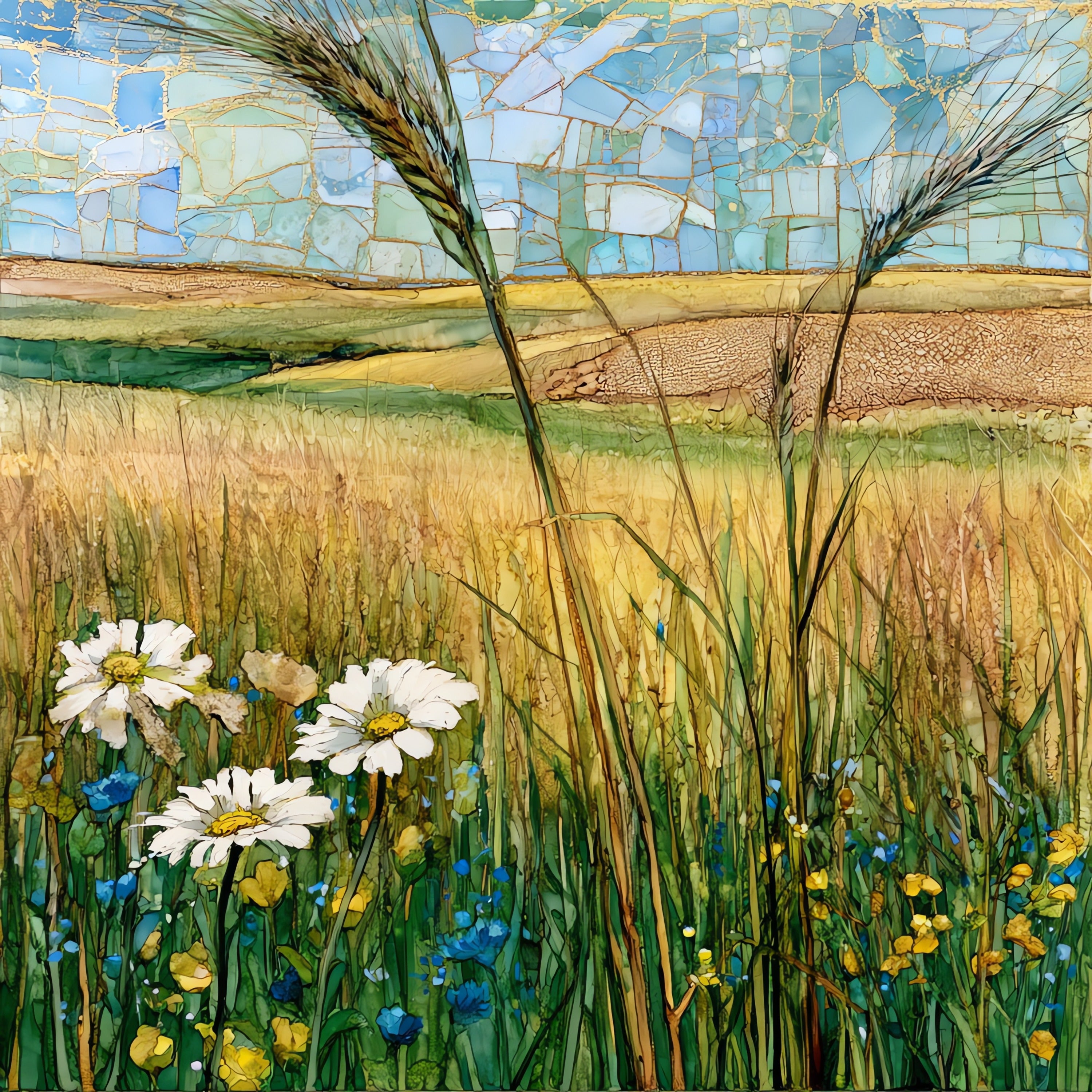 Sheyenne National Grassland tallgrass — ceramic art tile