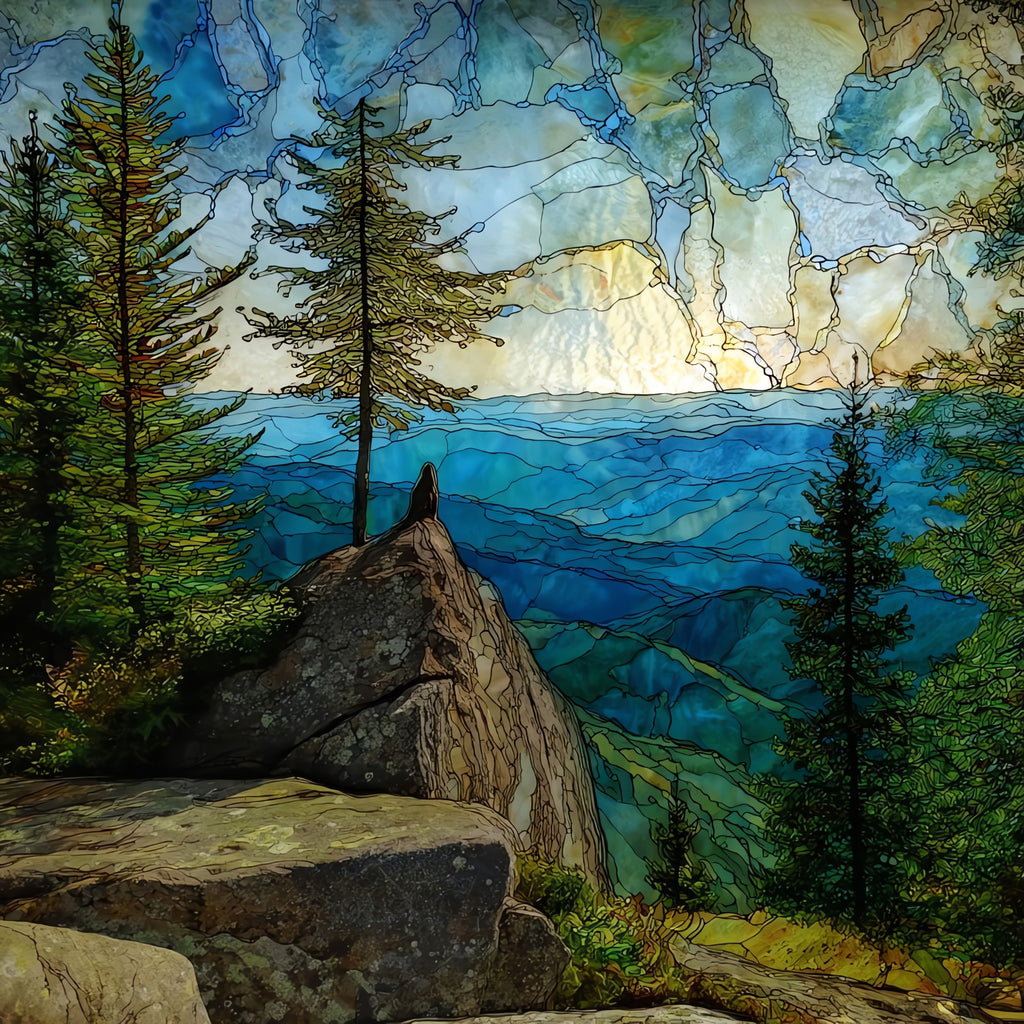 Slide Mountain summit in — ceramic art tile