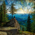 Slide Mountain summit in — ceramic art tile