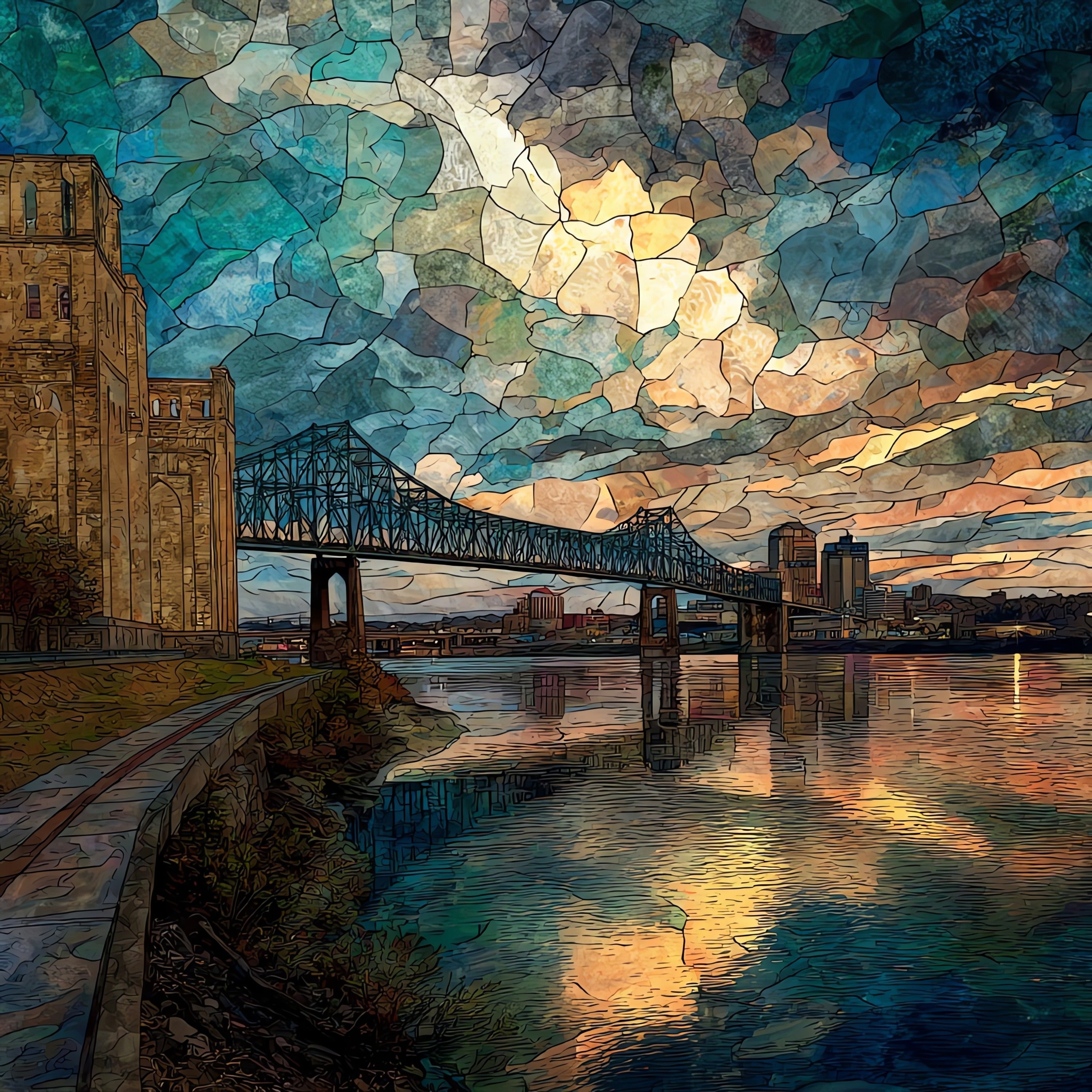 the Harahan Bridge spanning — ceramic art tile
