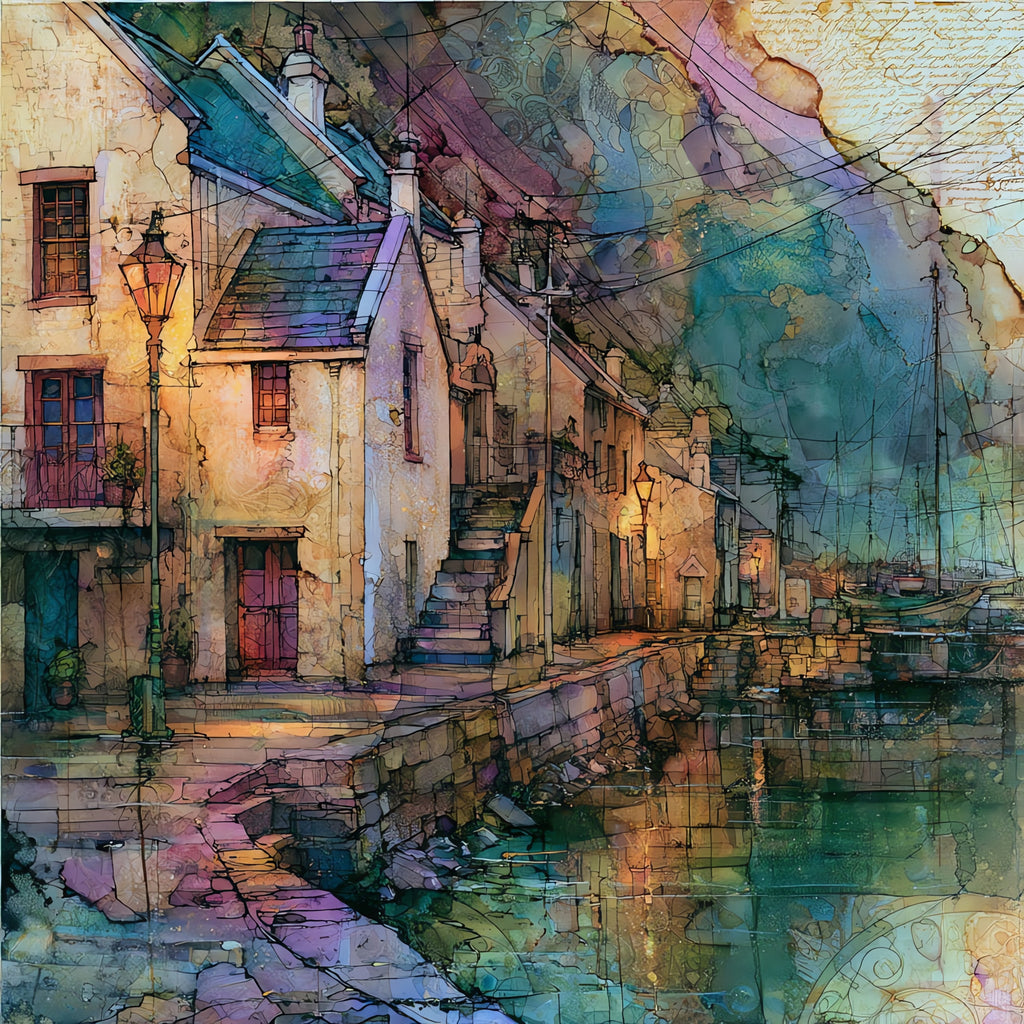 old fisherman's cottages stepping — ceramic art tile