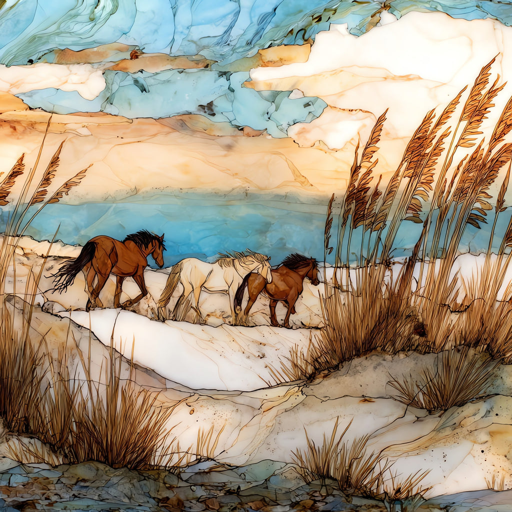 an Assateague Island campground — ceramic art tile