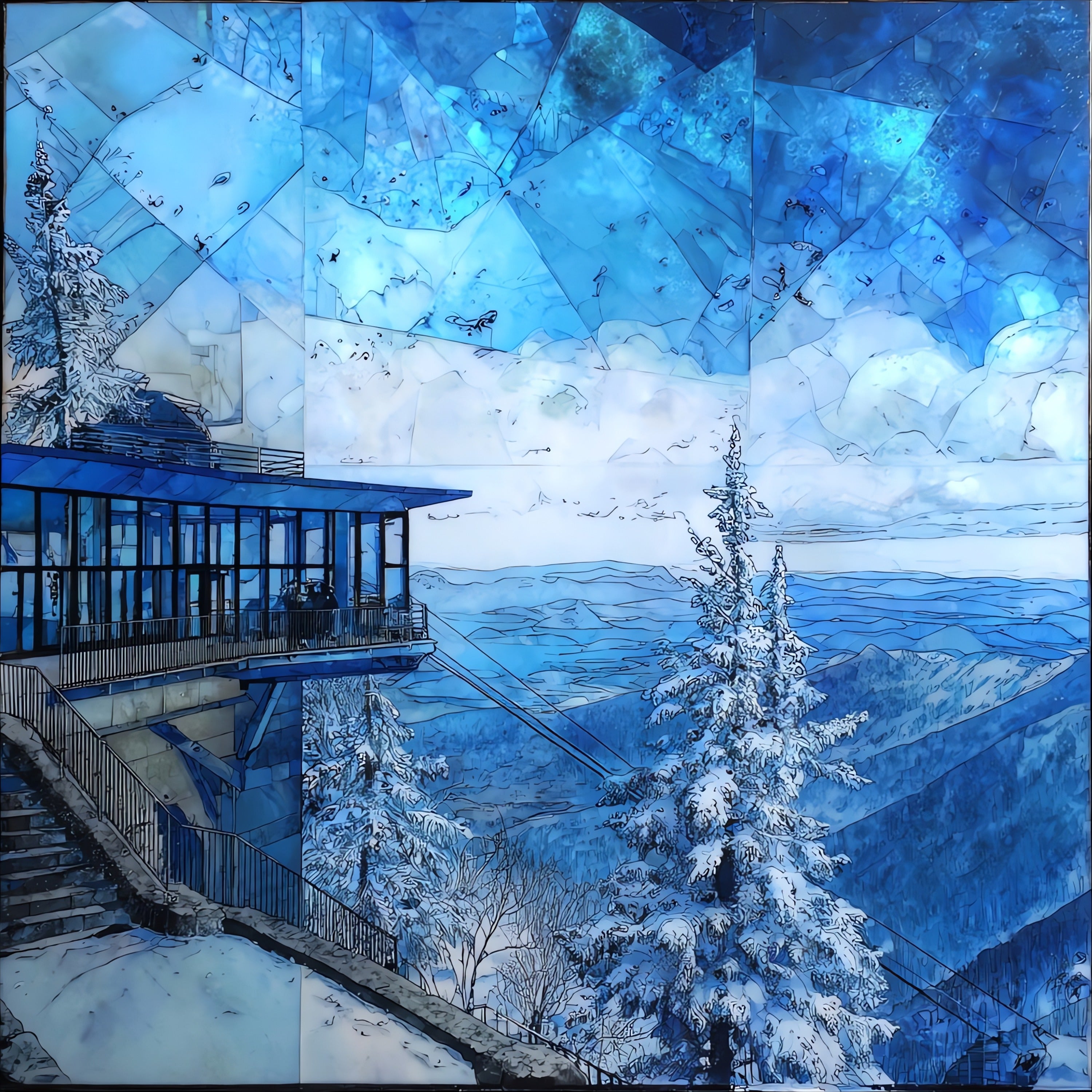 Jay Peak tram station — ceramic art tile