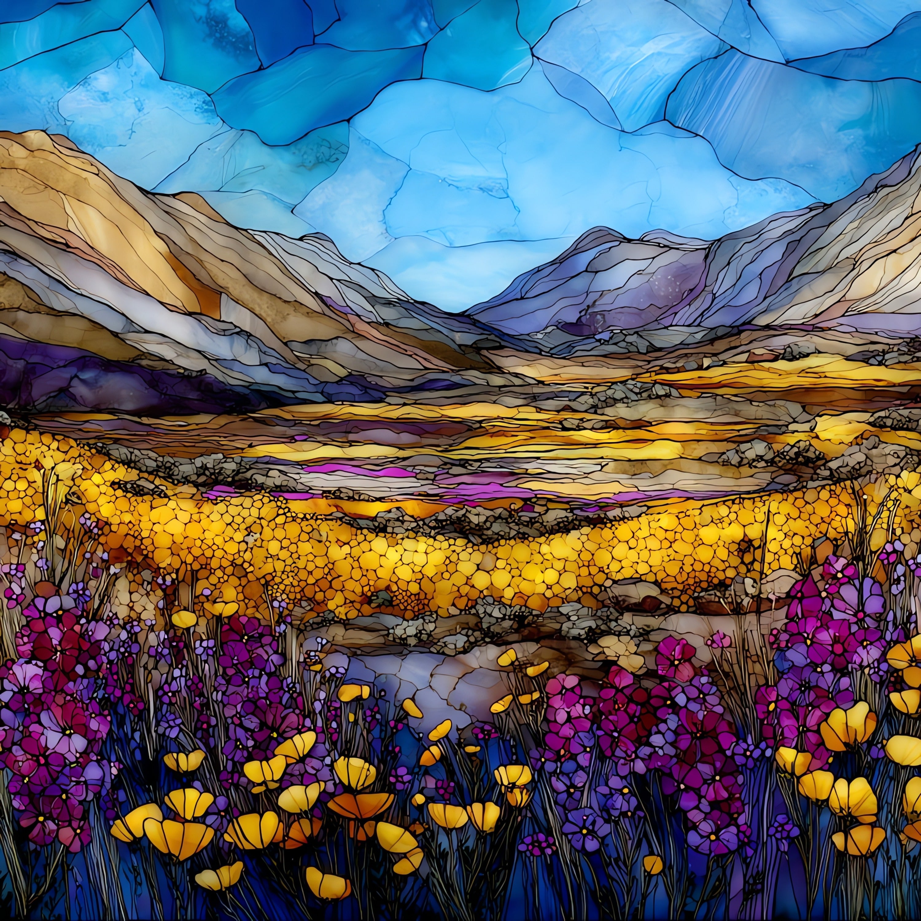 Anza-Borrego Superbloom — ceramic art tile