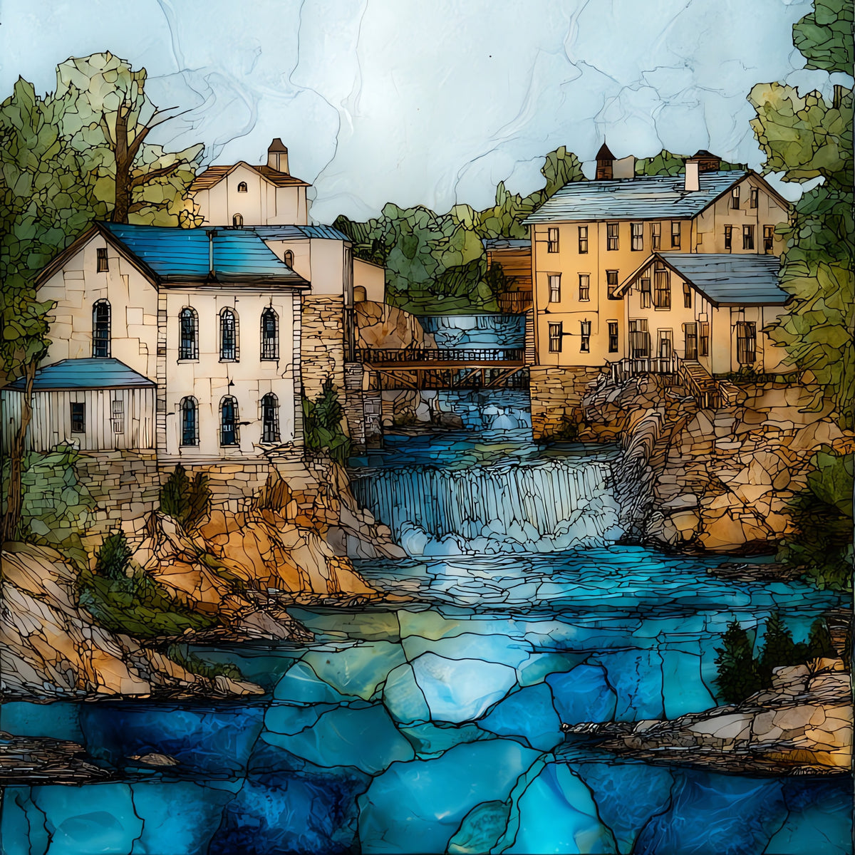 the Lower Falls of Otter Creek — ceramic art tile