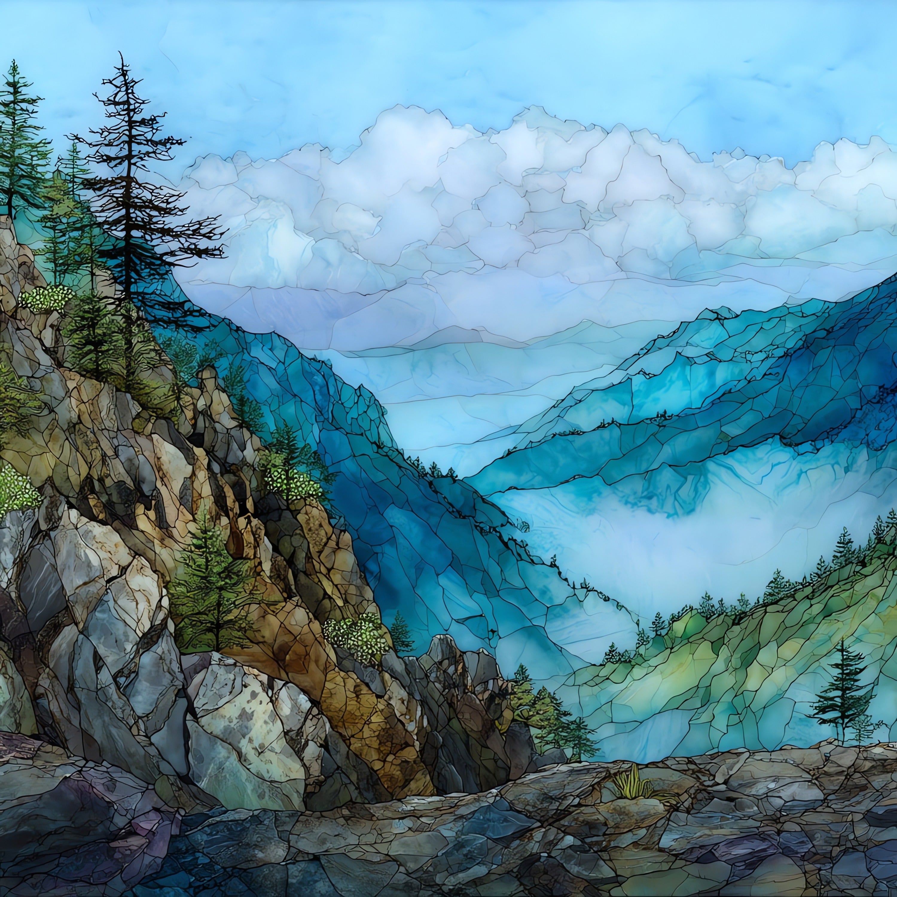 Cliff Top on Mount Le Conte — ceramic art tile