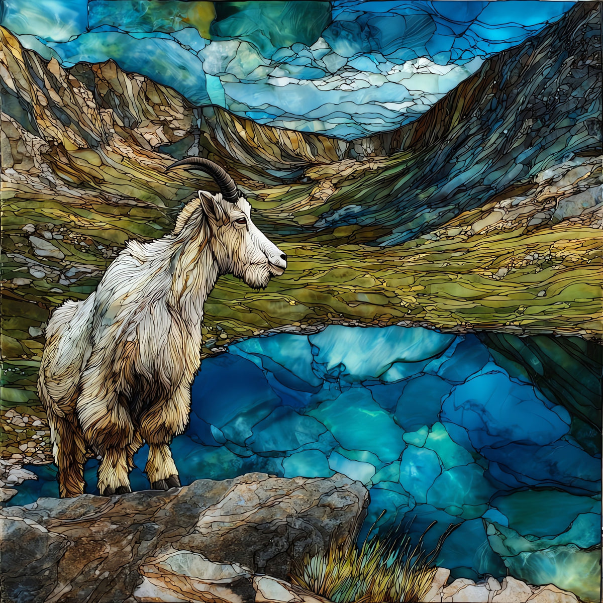 a mountain goat on a Beartooth — ceramic art tile