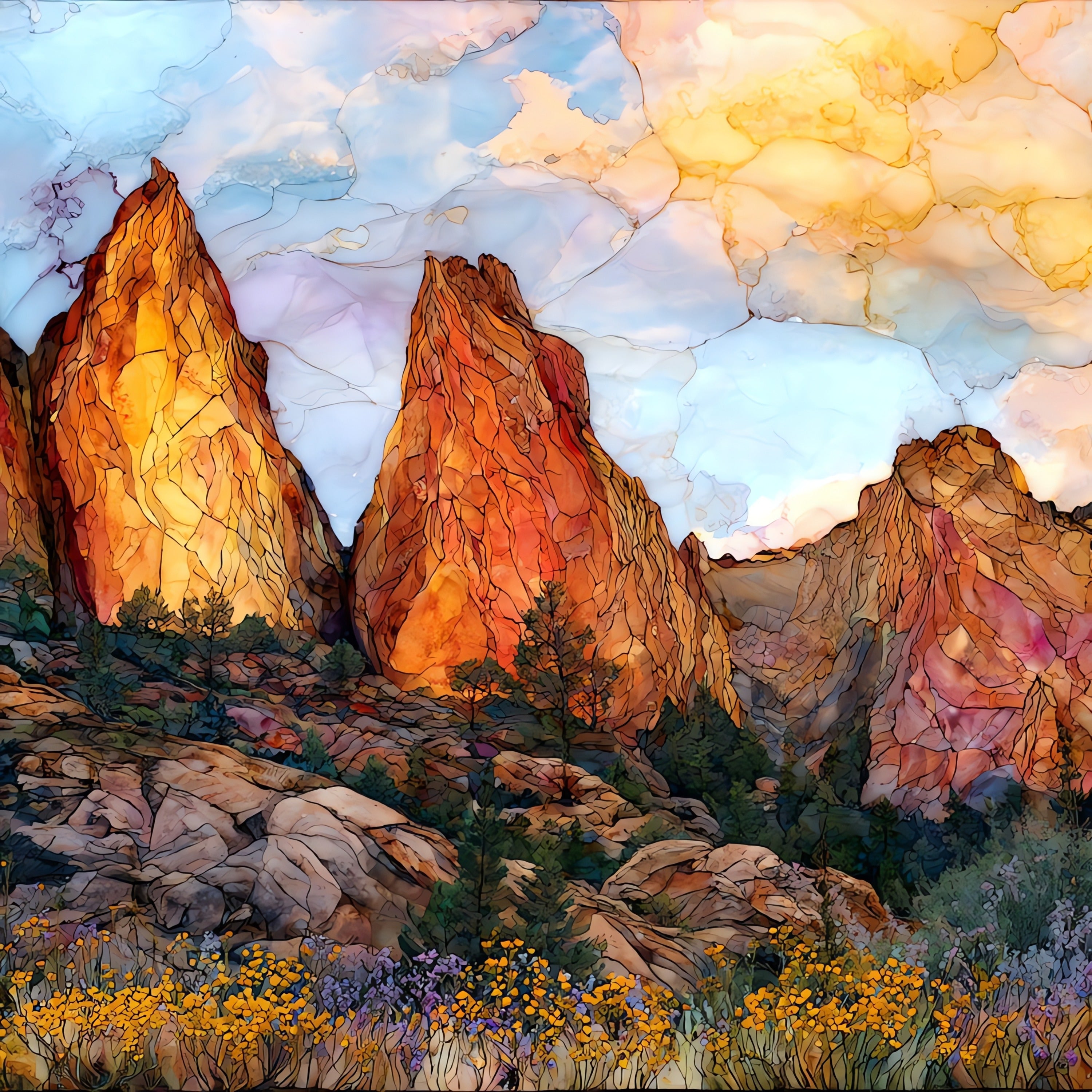 Pinnacles Rock Spires — ceramic art tile