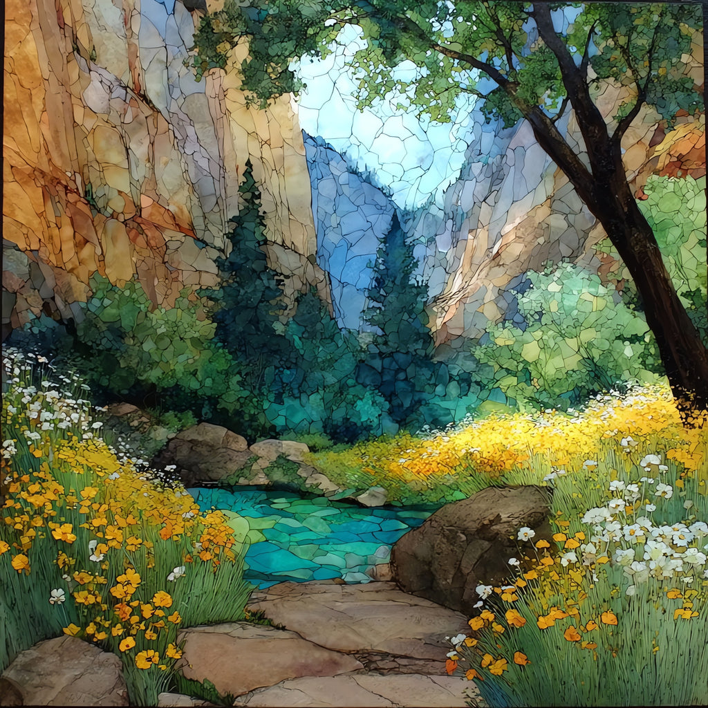 Inner Canyon Indian Garden oasis — ceramic art tile