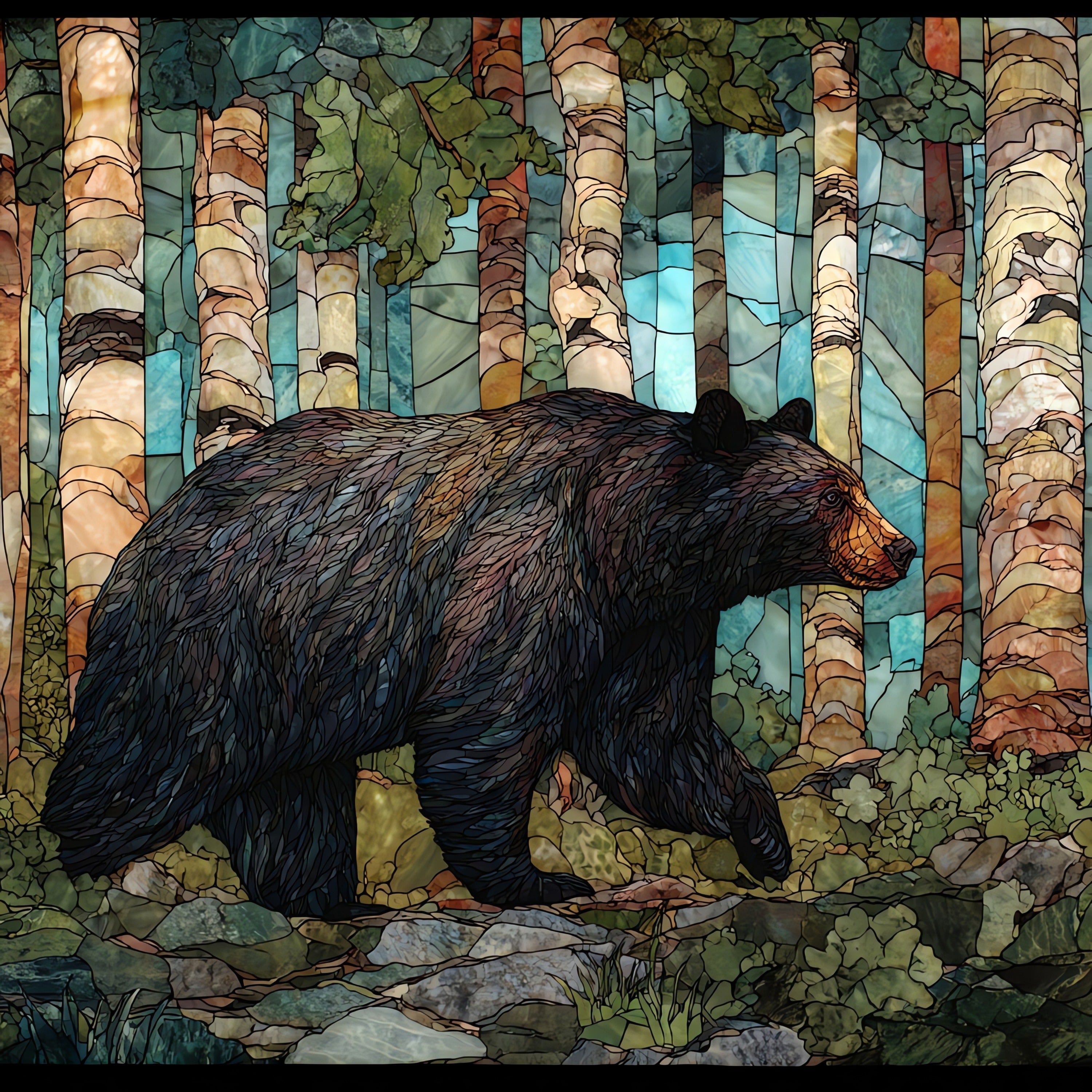 Black Bear — ceramic art tile