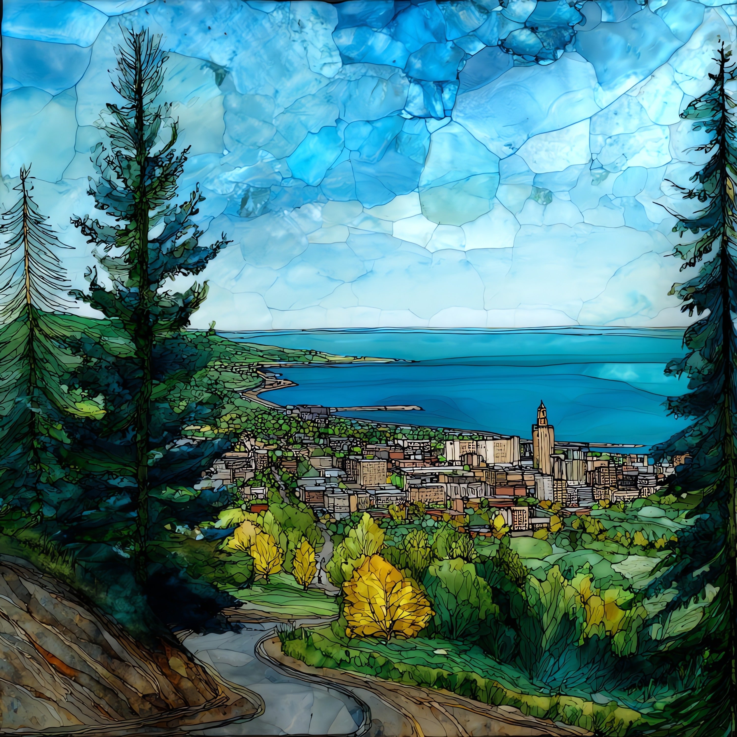 Skyline Parkway overlook of — ceramic art tile