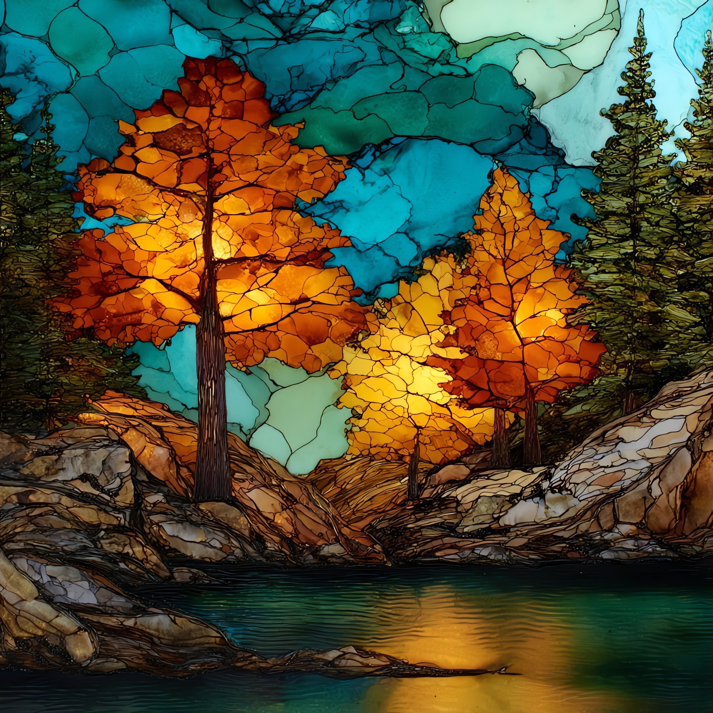 Beavers Bend cypress turning — ceramic art tile