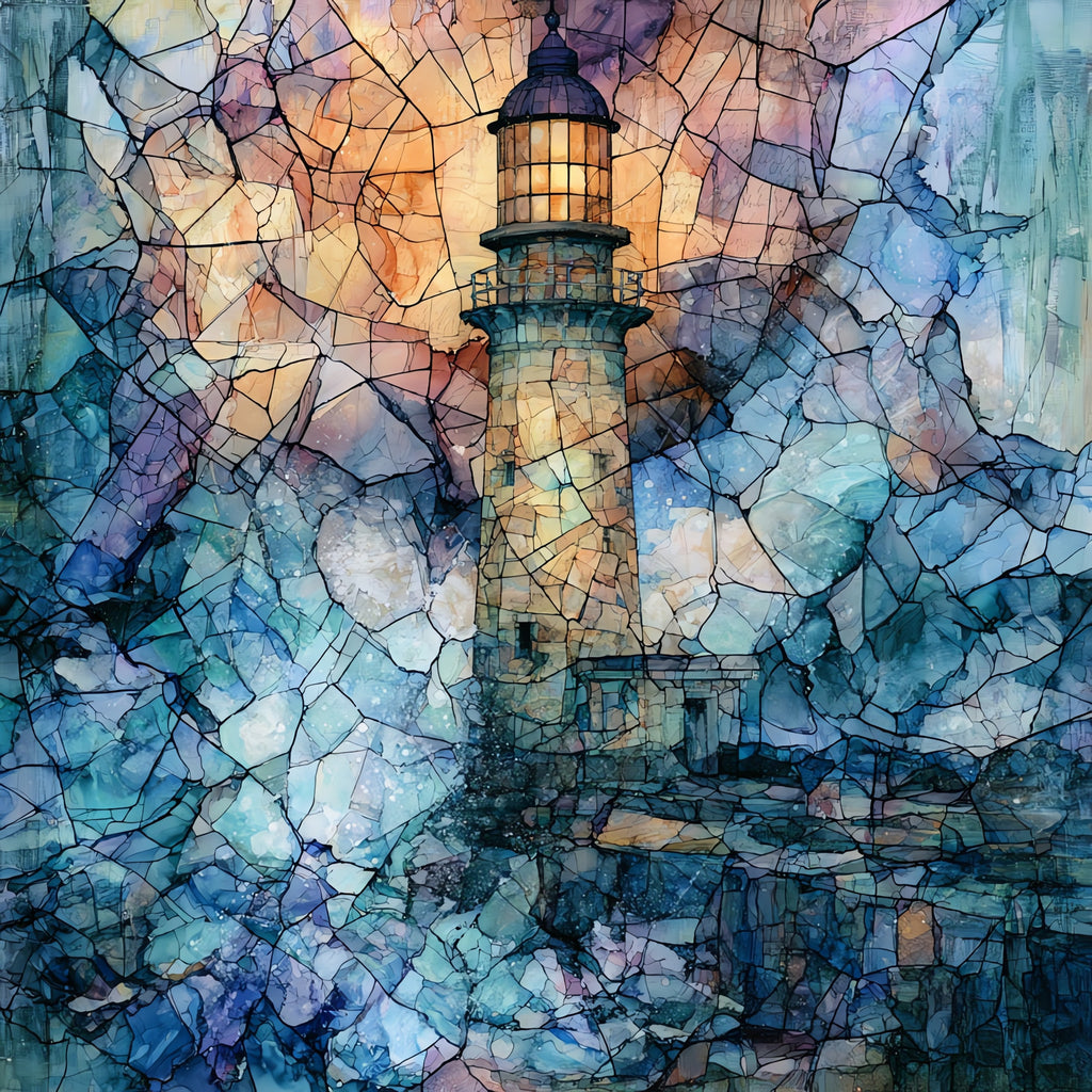 the Slangkop lighthouse braced — ceramic art tile
