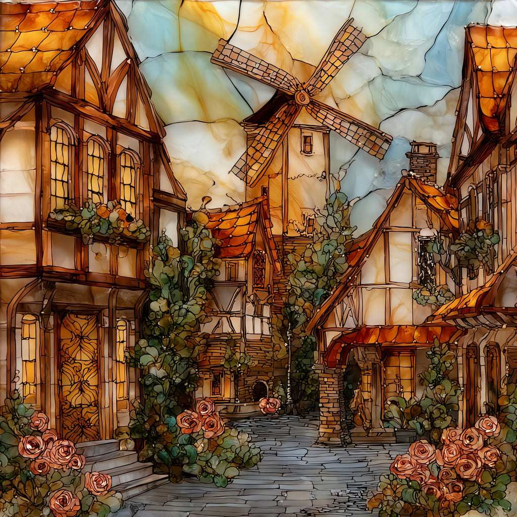 Solvang Windmills — ceramic art tile
