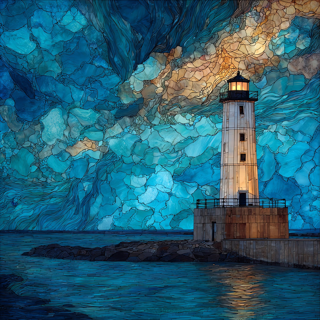 Frankfort North Pier Lighthouse — ceramic art tile