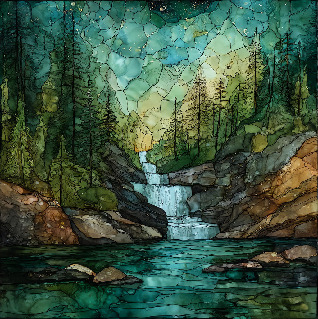 Hiawatha Falls — ceramic art tile