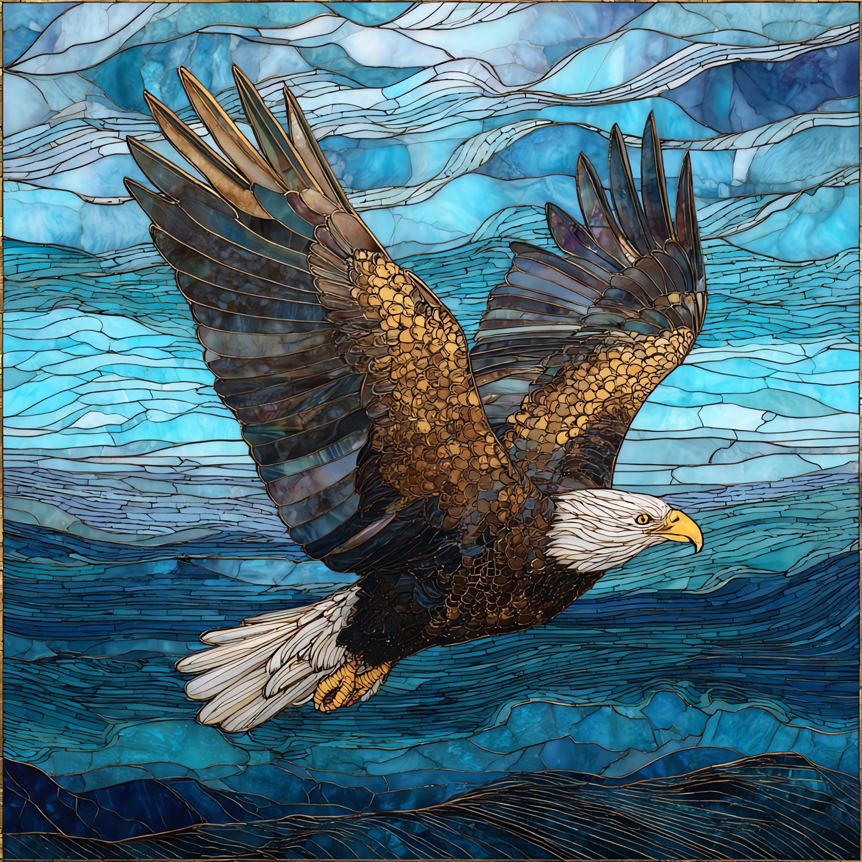a bald eagle soaring — ceramic art tile