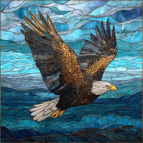 a bald eagle soaring — ceramic art tile