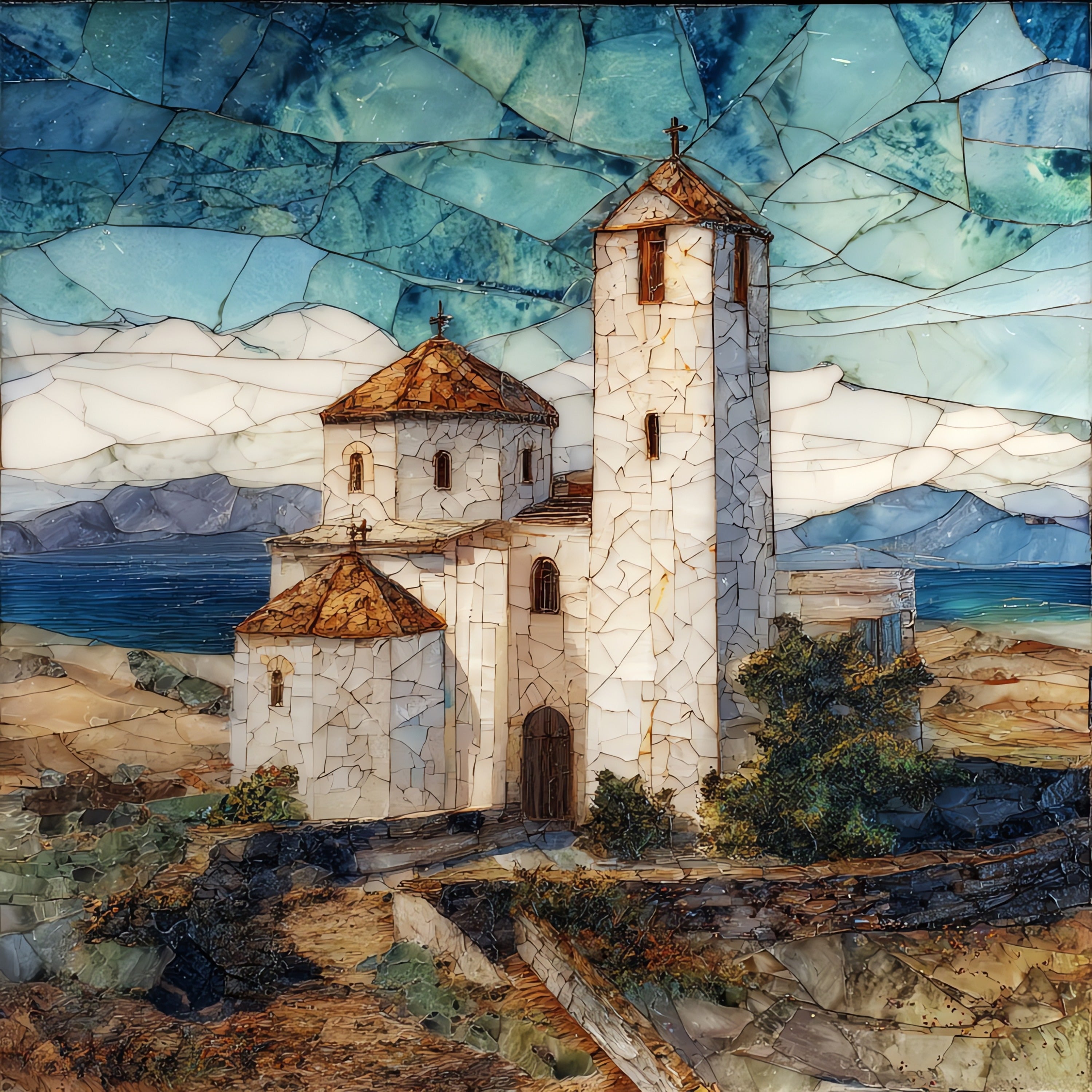 Panagia Evangelistria of Tinos — ceramic art tile