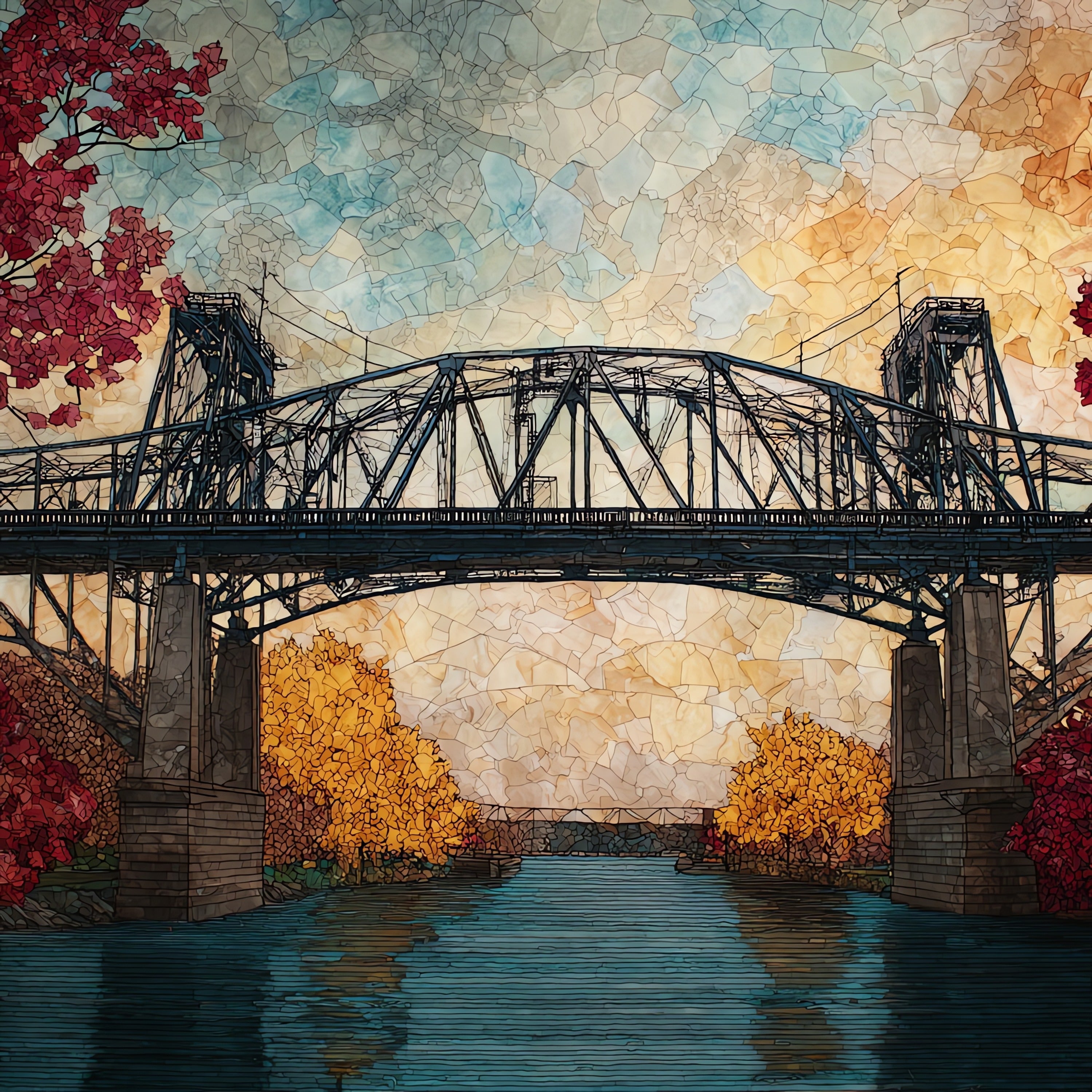 the Coleman Bridge crossing the York — ceramic art tile