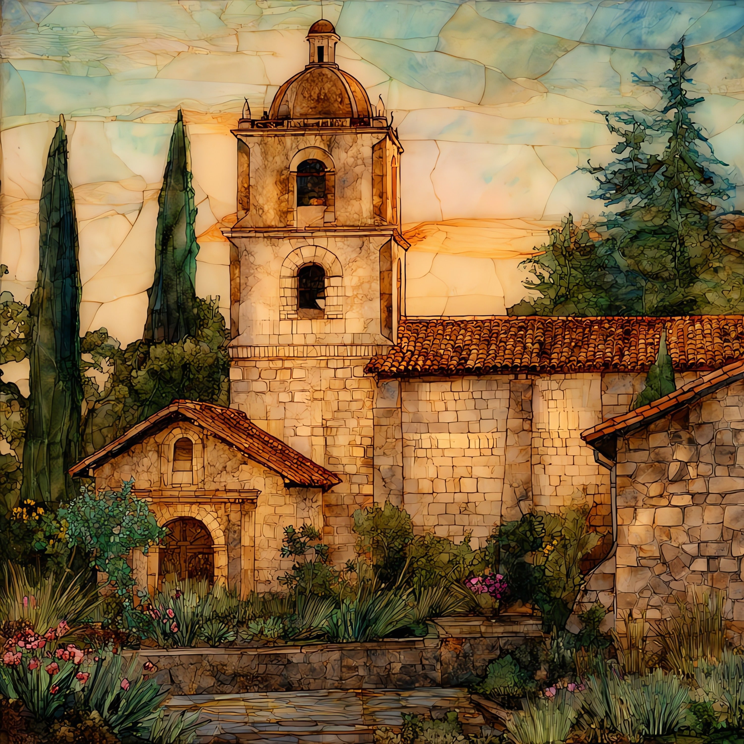 Carmel Mission — ceramic art tile