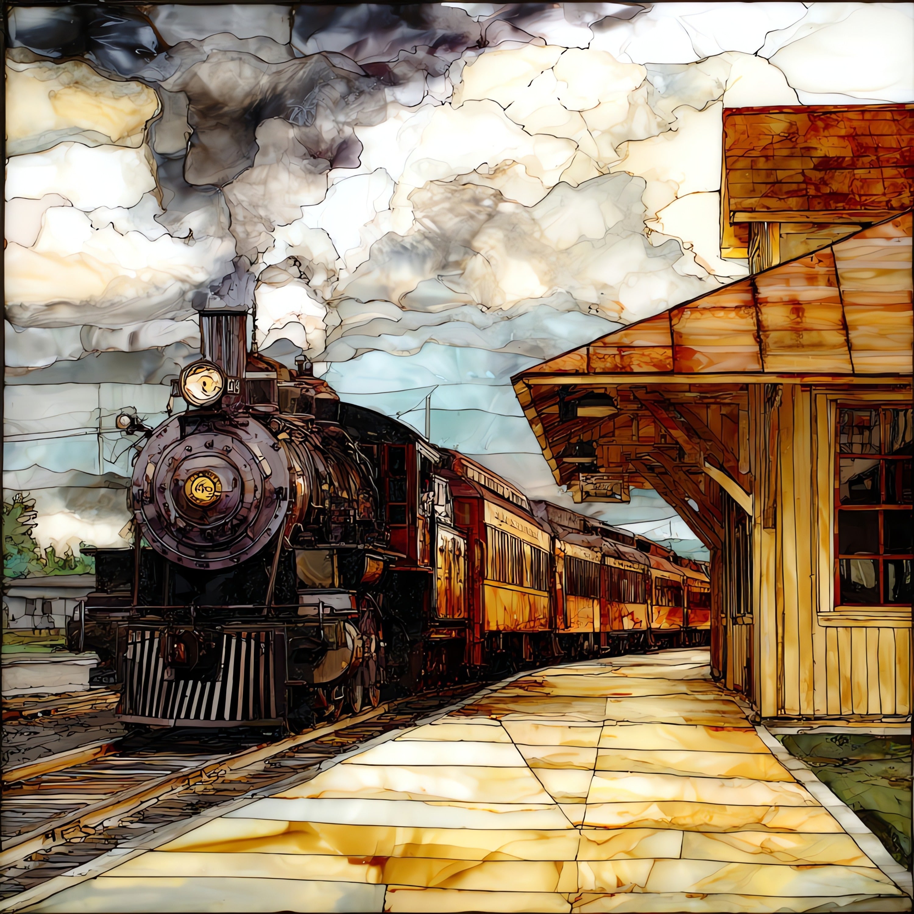 the Casey Jones Railroad — ceramic art tile
