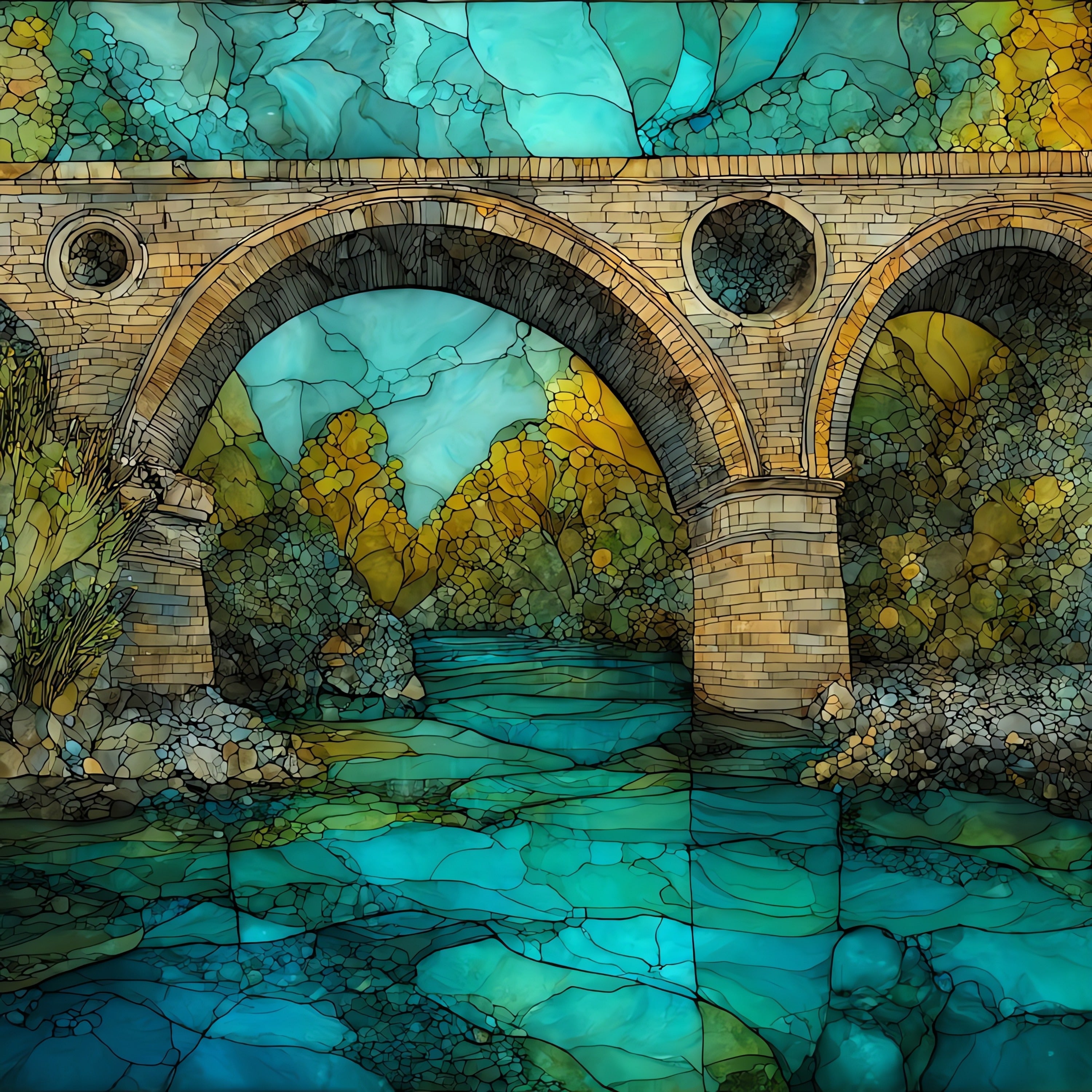 Bridge of Tsiknia — ceramic art tile
