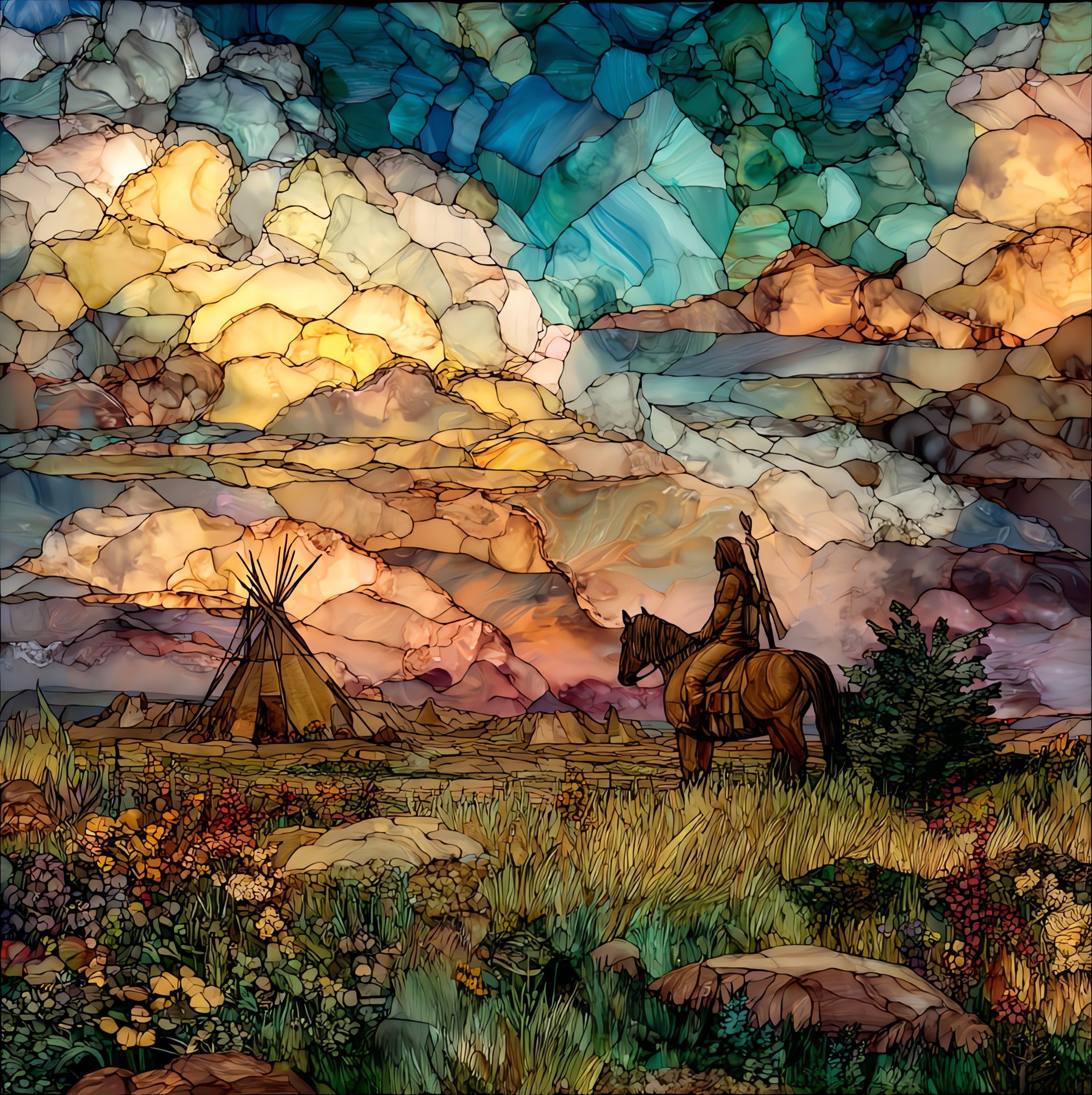Standing Bear Park — ceramic art tile