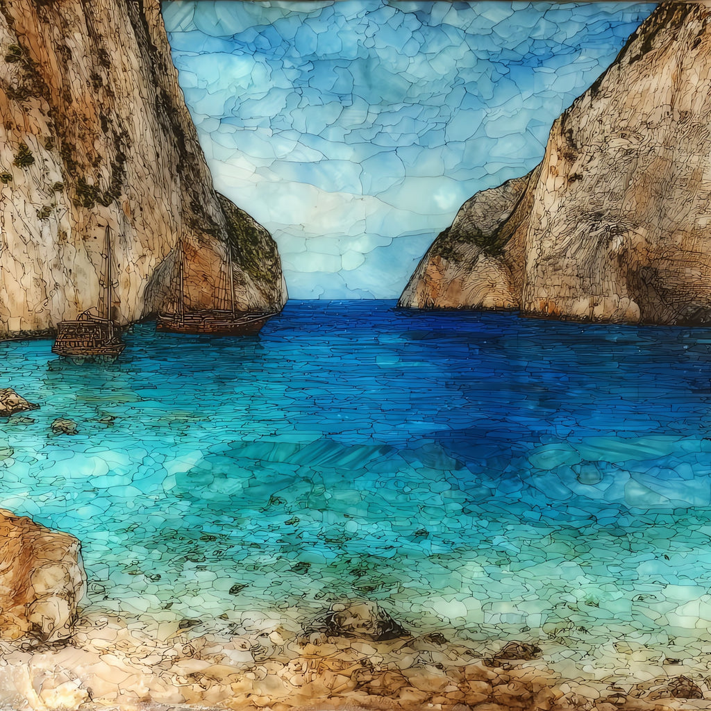 Navagio Shipwreck Beach — ceramic art tile