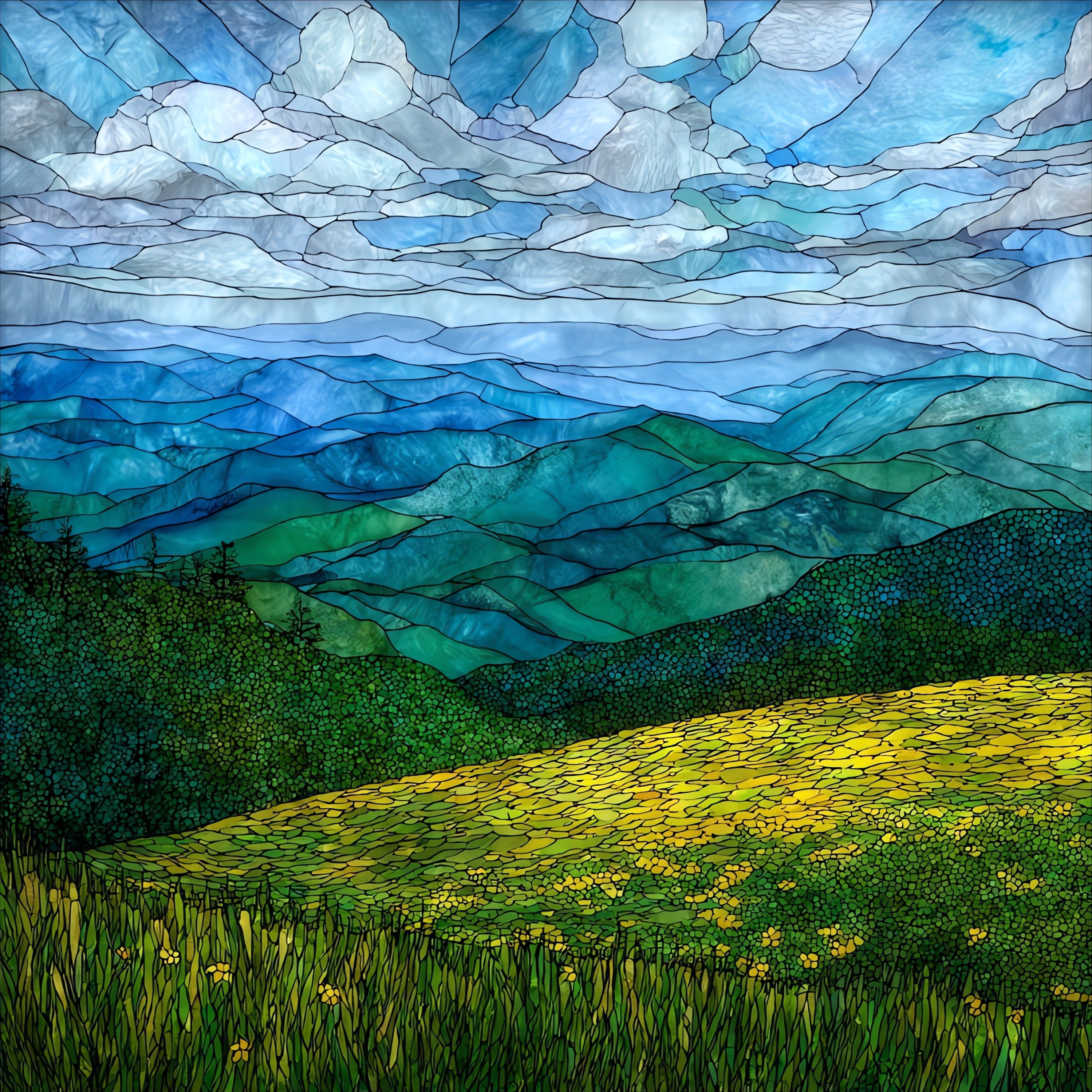 Cole Mountain bald on the Appalachian — ceramic art tile