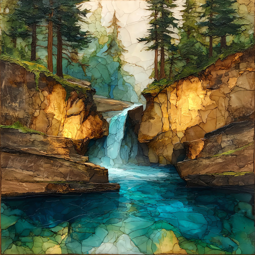 Timberline Falls on the — ceramic art tile