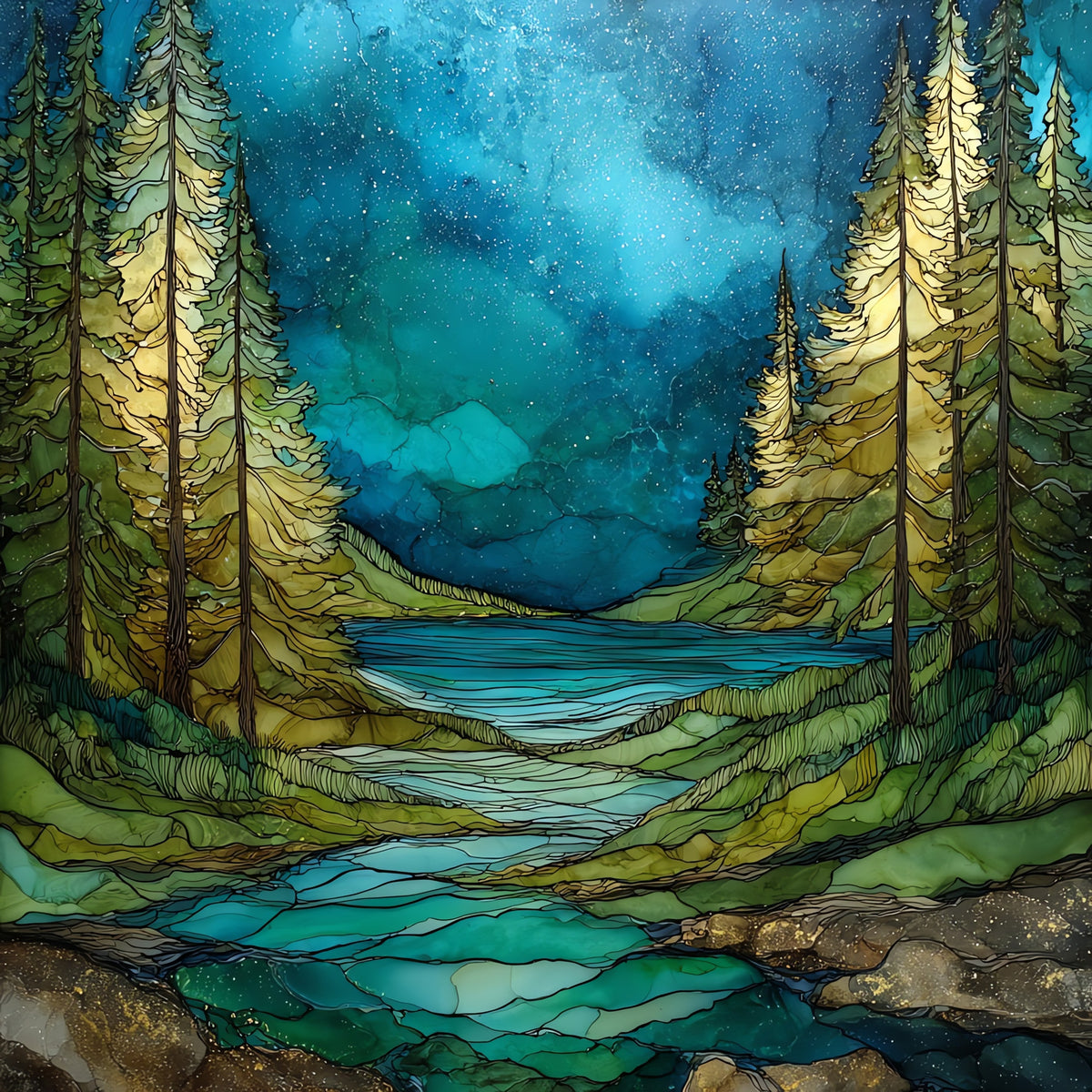 the Pine River running wild — ceramic art tile