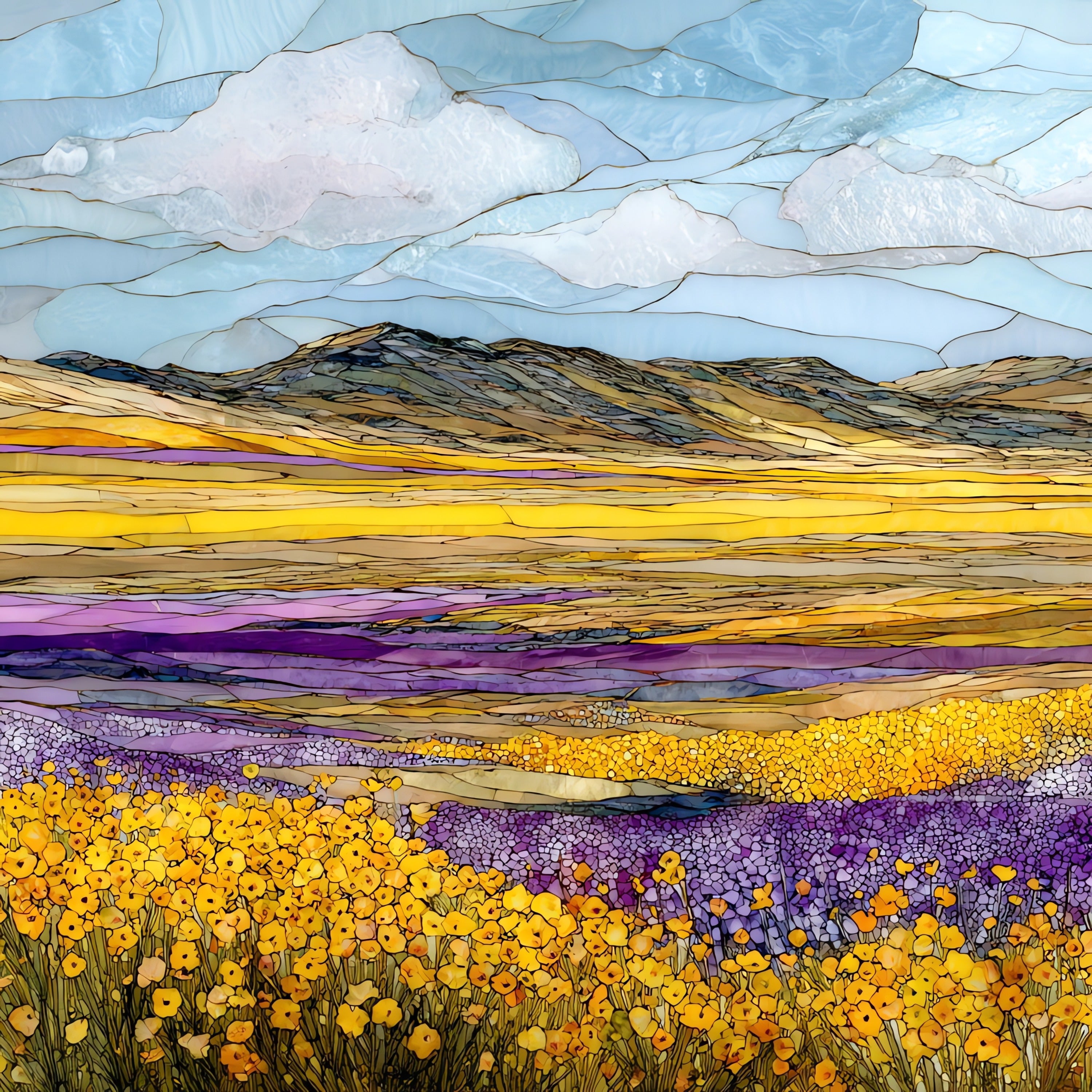 Carrizo Plain Superbloom — ceramic art tile