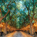 La Rambla tree-lined promenade — ceramic art tile